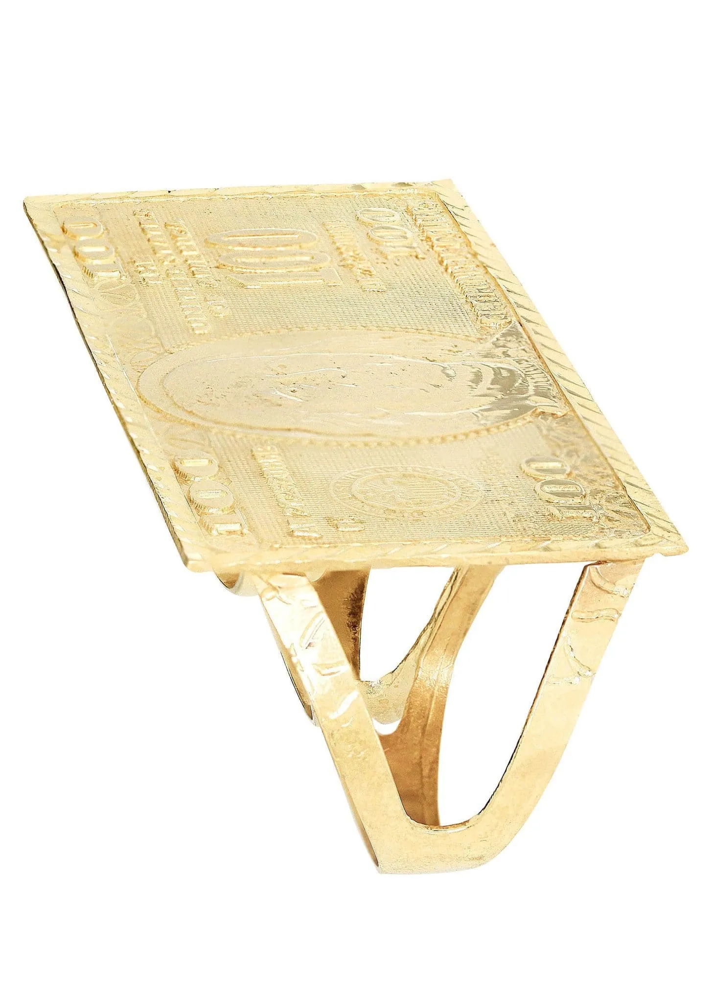 $100 Dollar Bill  10K Gold Mens Ring | 18.6 Grams