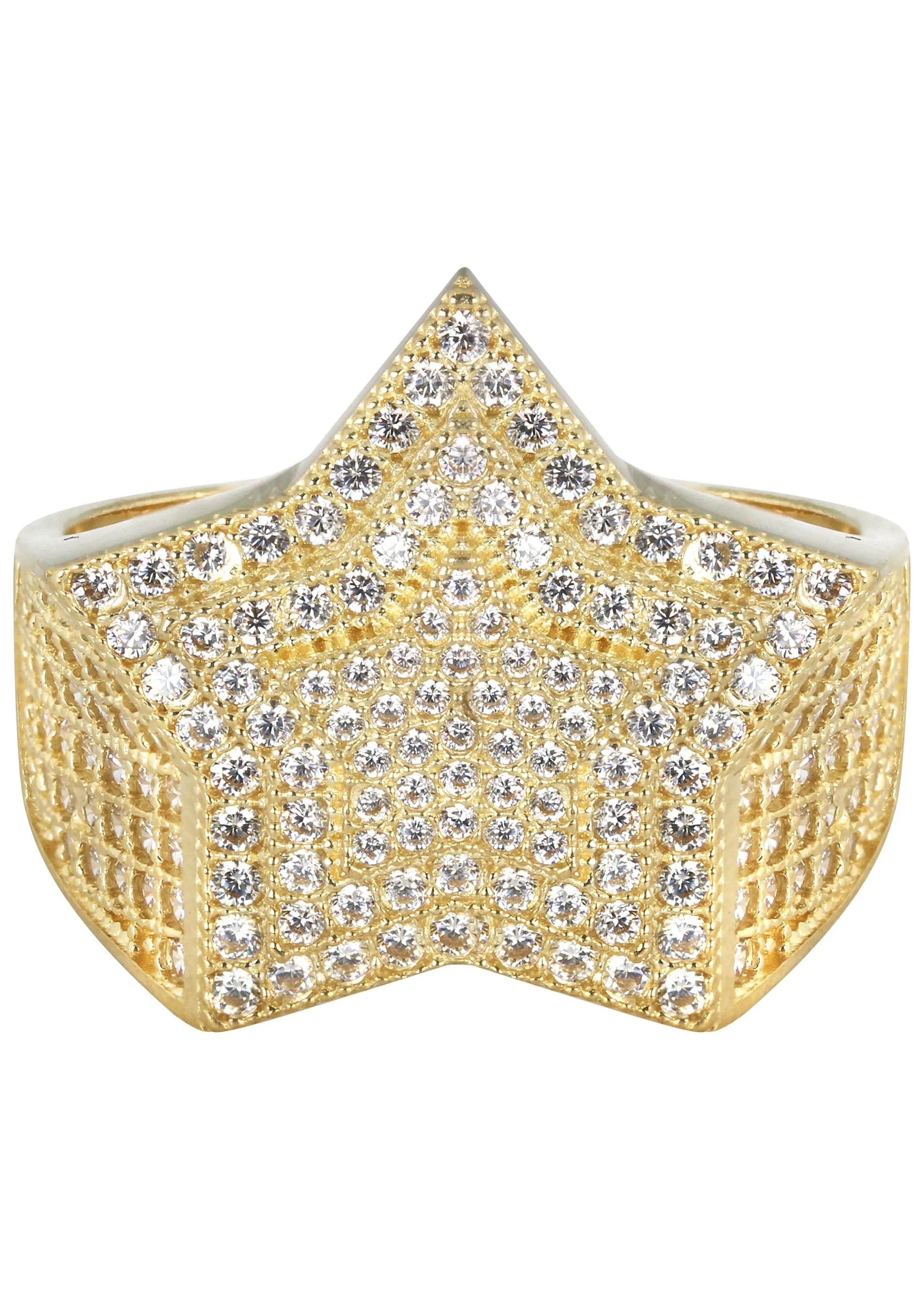 10K Star Gold Ring For Men - Mens Pinky Ring   |  7.7 Grams