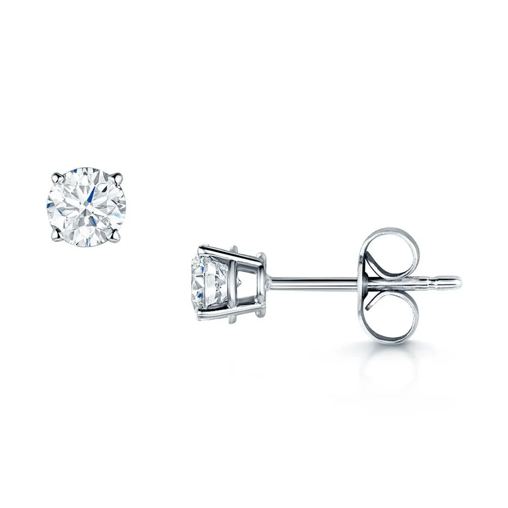 18ct White Gold Brilliant Cut Single Stone Diamond Set Earrings