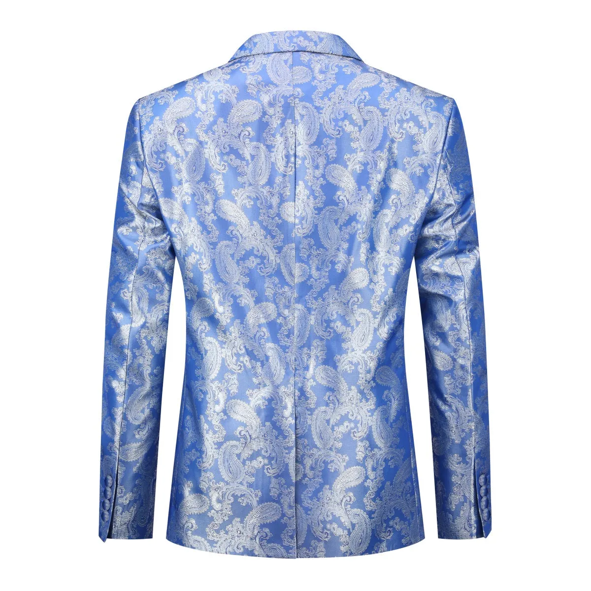 2-Piece Slim Fit Paisley Fashion Suit Blue