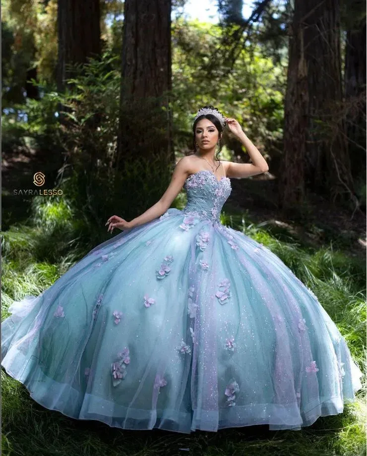 2024 Sparkly Blue Purple Princess Quinceañera Dress