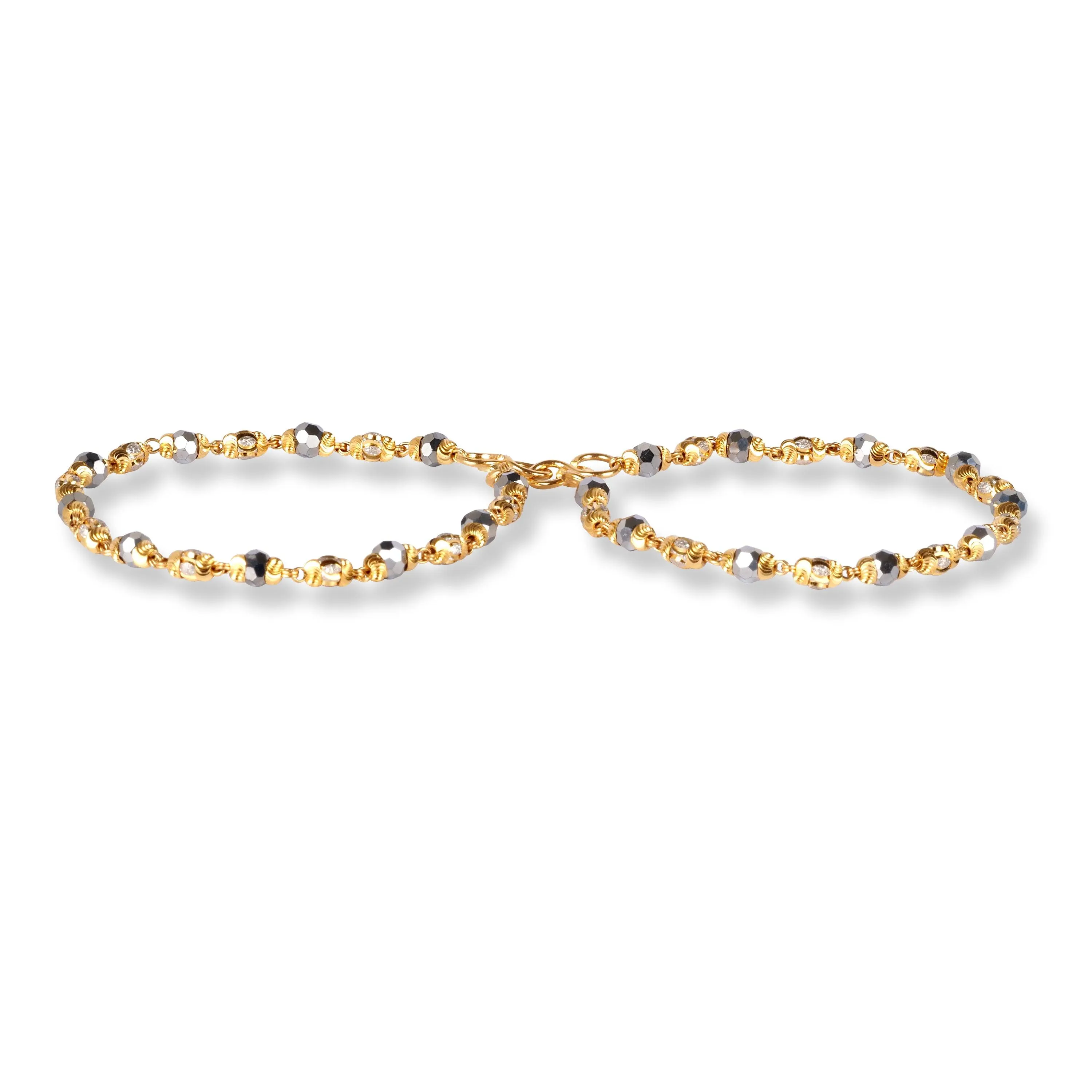 22ct Gold Children Bracelets with Rhodium Plated and Crystal Beads with S-Clasp CBR-8463