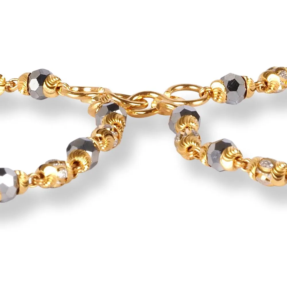 22ct Gold Children Bracelets with Rhodium Plated and Crystal Beads with S-Clasp CBR-8463