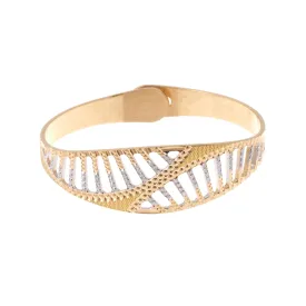 22ct Gold Children's Bangle with Diamond Cut and Rhodium Design (12.9g) CB-7174