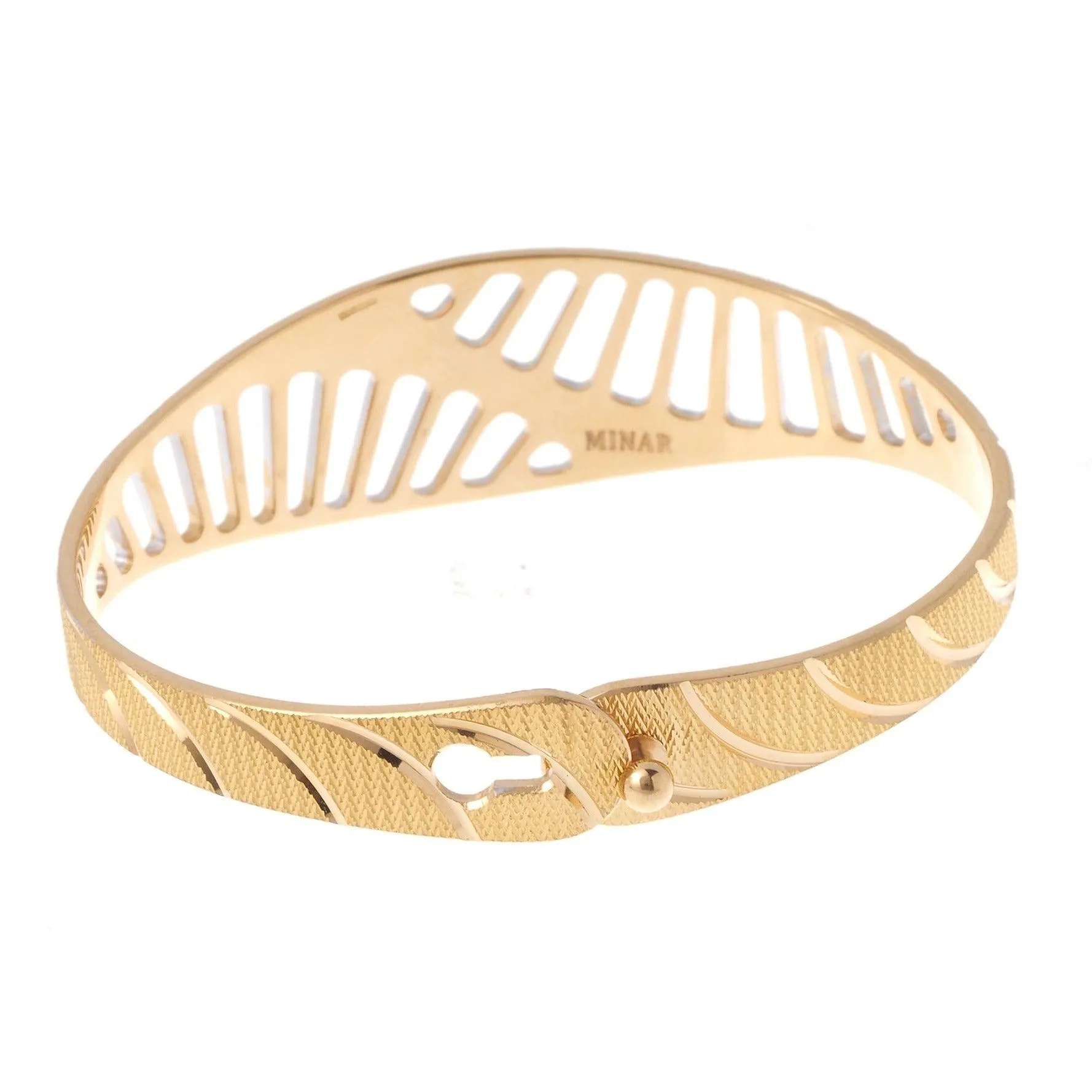 22ct Gold Children's Bangle with Diamond Cut and Rhodium Design (12.9g) CB-7174