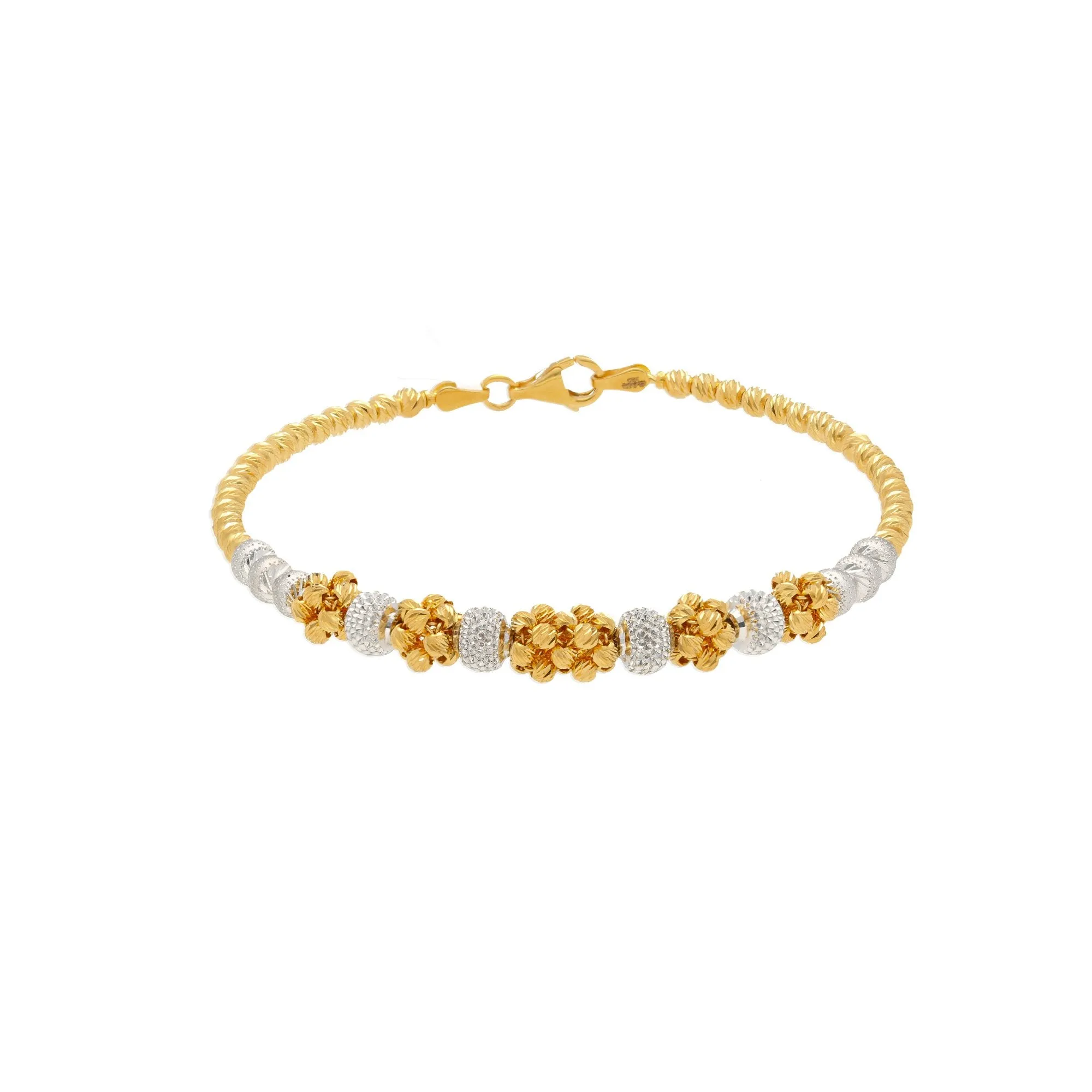 22K Multi-Tone Gold Beaded Princess Bangle