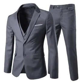 3-Piece Notched Lapel Casual Suit DimGrey