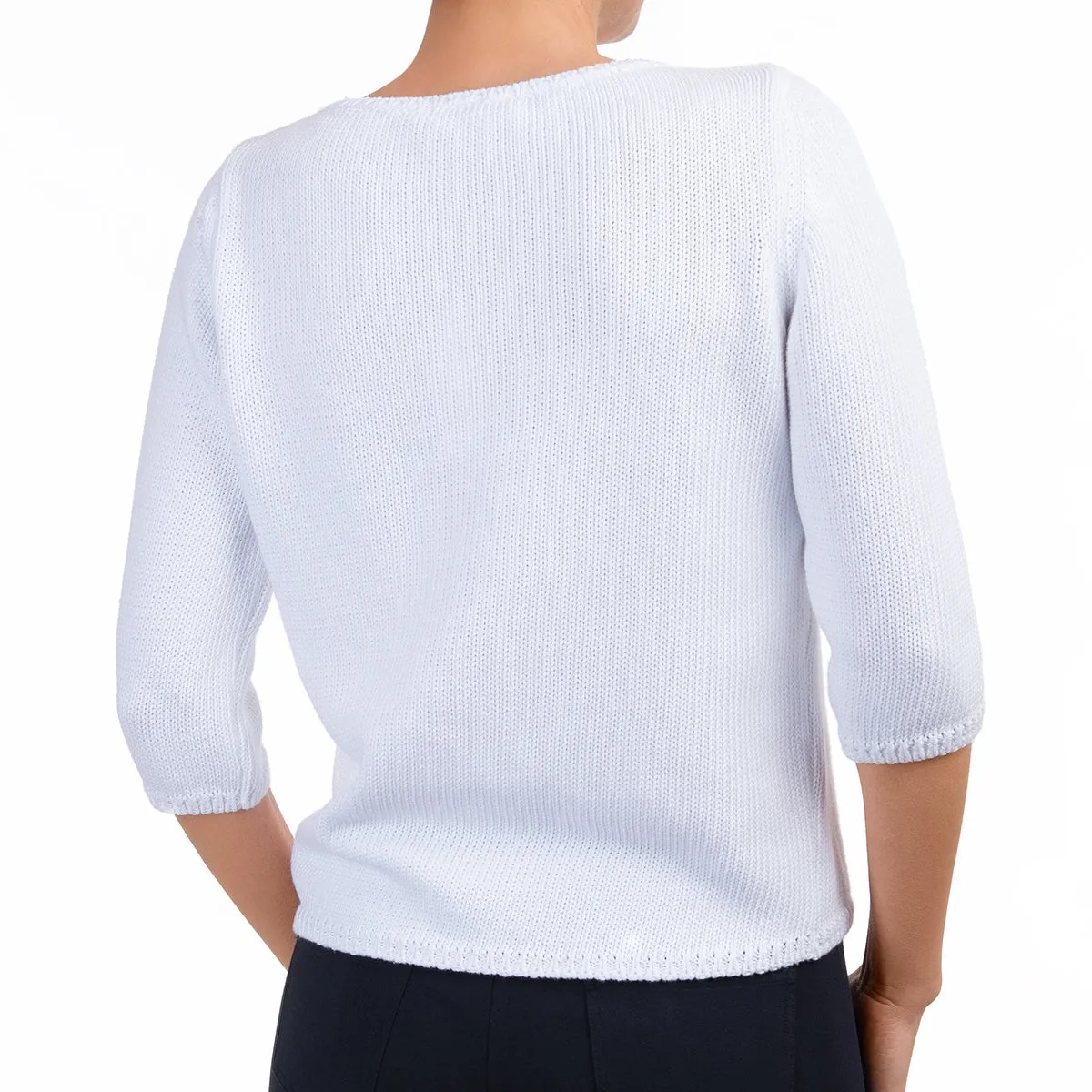 3/4 Sleeve Pullover in White