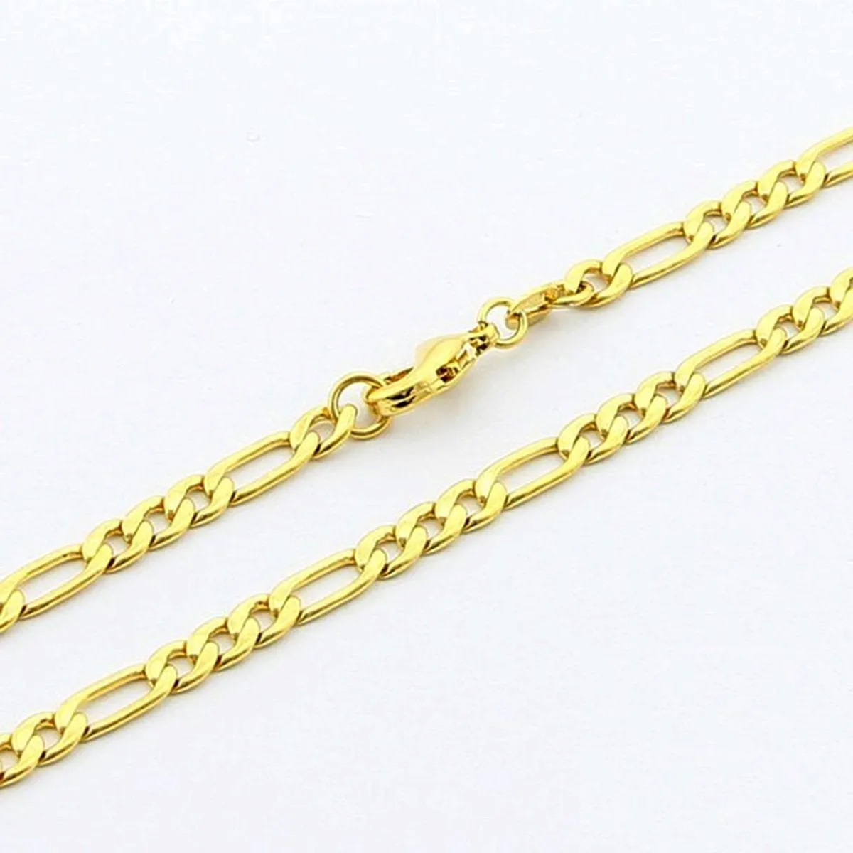 4Mm Figaro Curb 18K Gold Stainless Steel 20" Chain Necklace For Men Boys