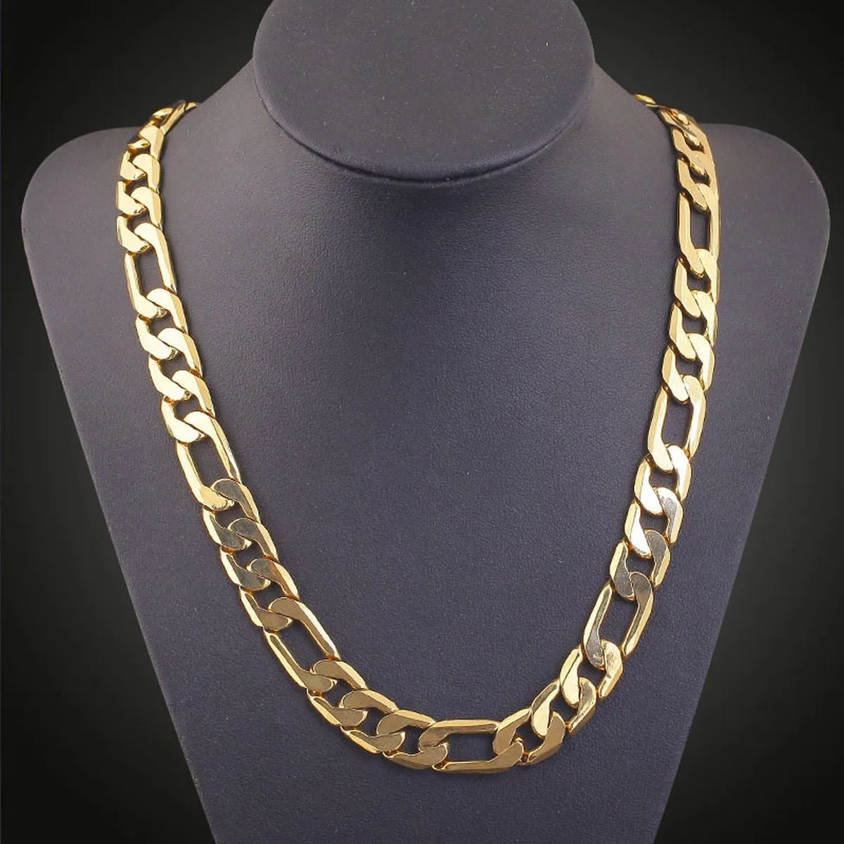 4Mm Figaro Curb 18K Gold Stainless Steel 20" Chain Necklace For Men Boys