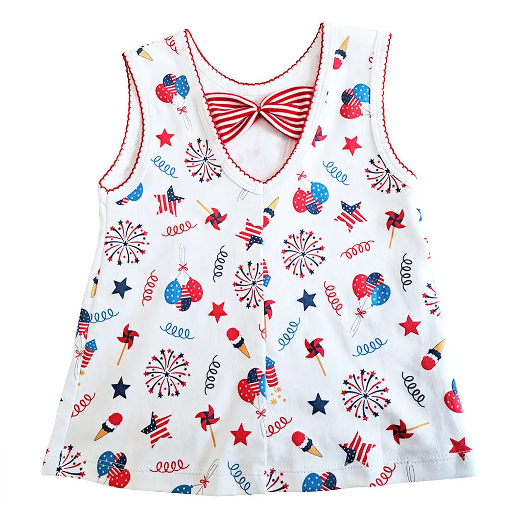 4th of July Print Shirt & Short set Girl's Pima Cotton