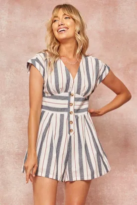 A Striped Woven Romper