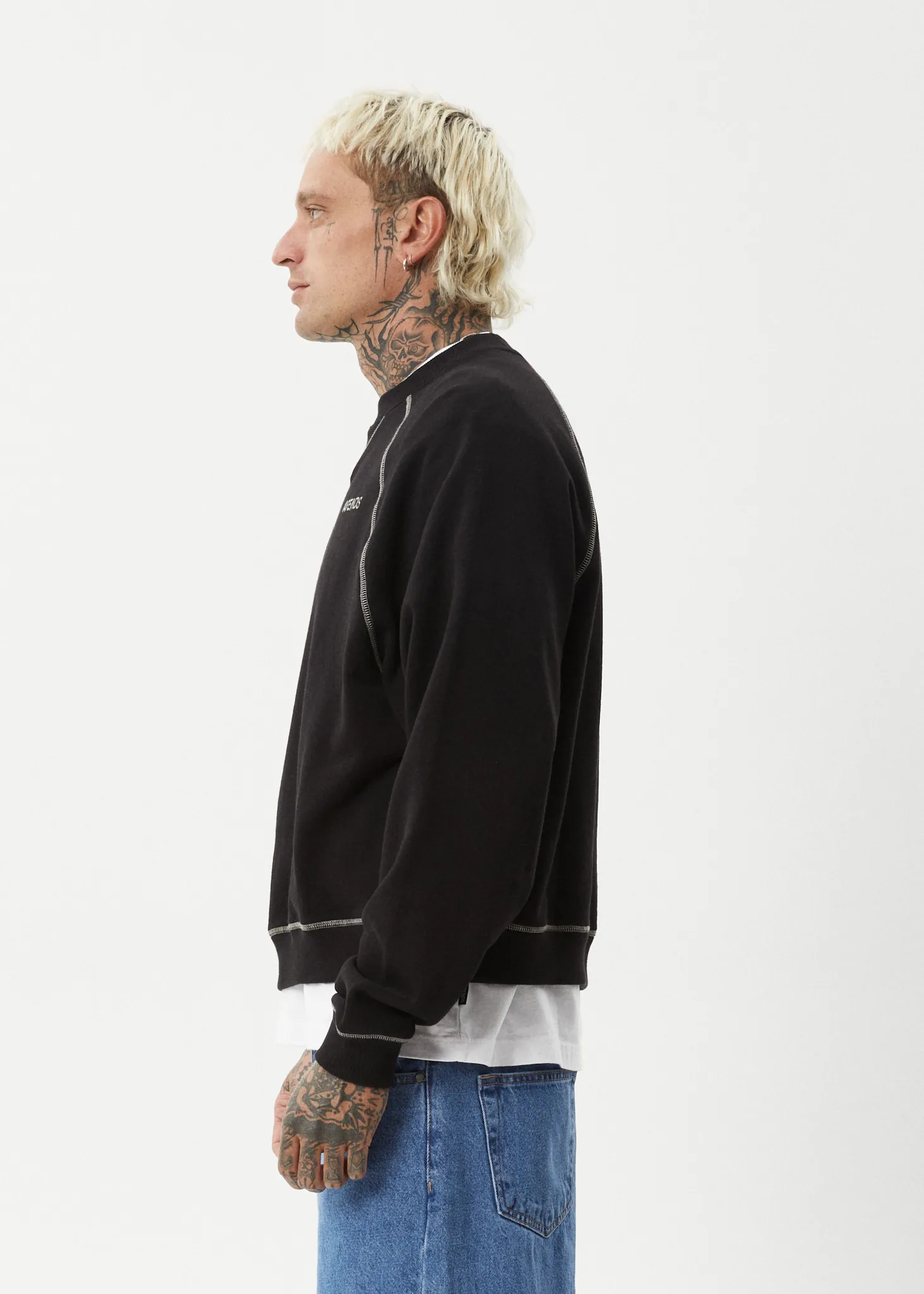 AFENDS Mens Burner - Crew Neck - Black