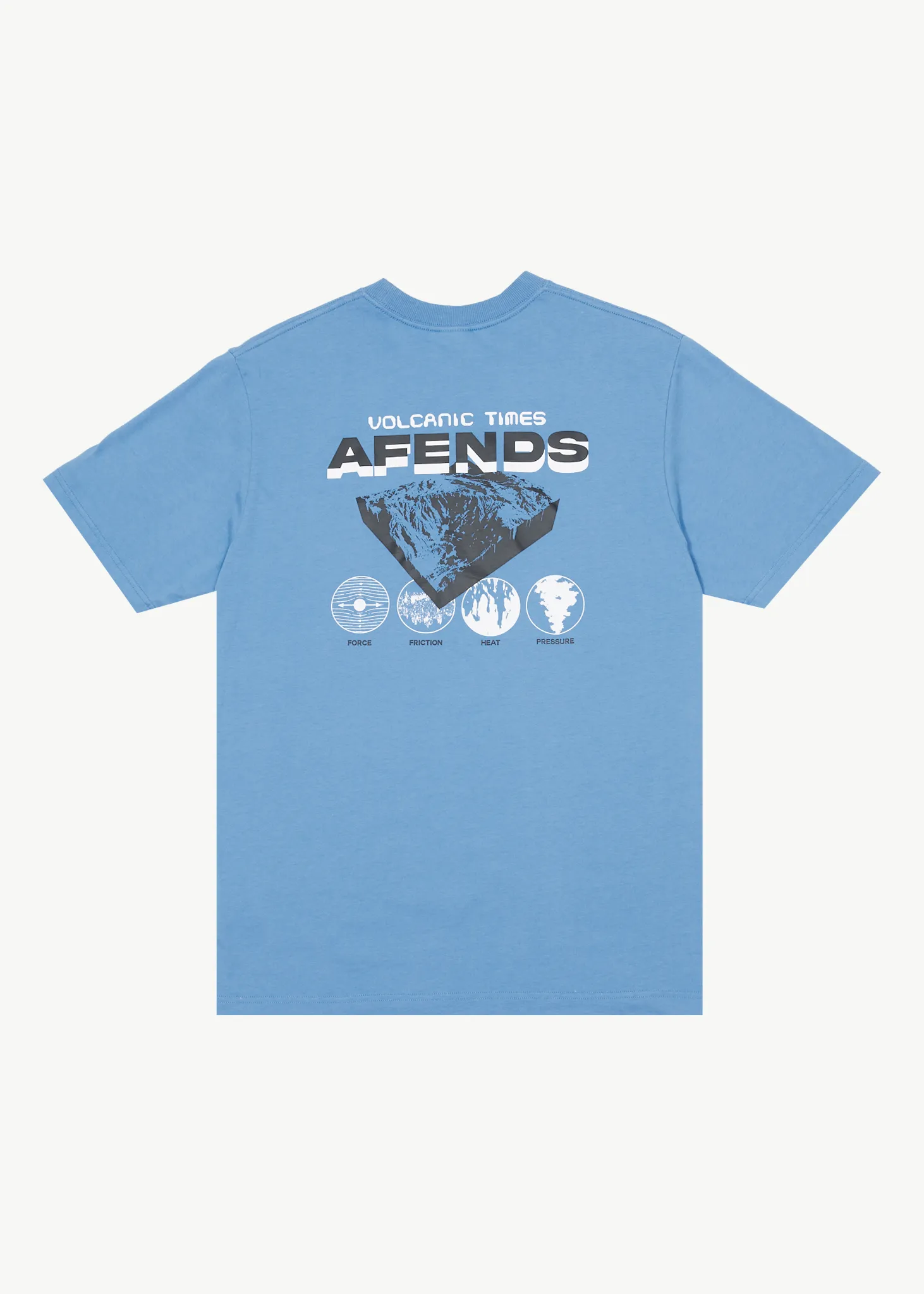 AFENDS Mens Volcanic Times - Graphic Retro T-Shirt - Arctic