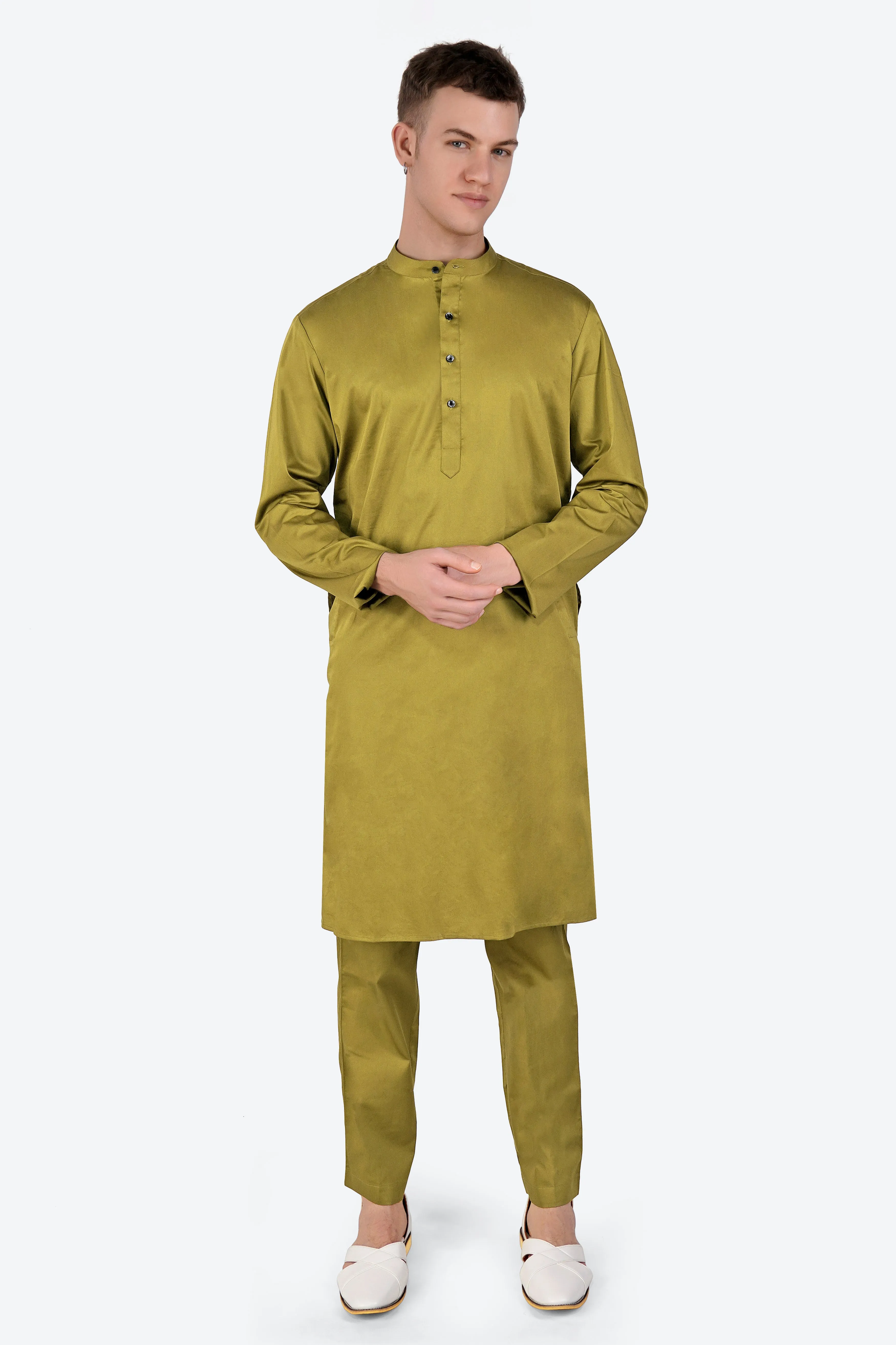 Alpine Green Subtle Sheen Super Soft Premium Cotton Kurta Set