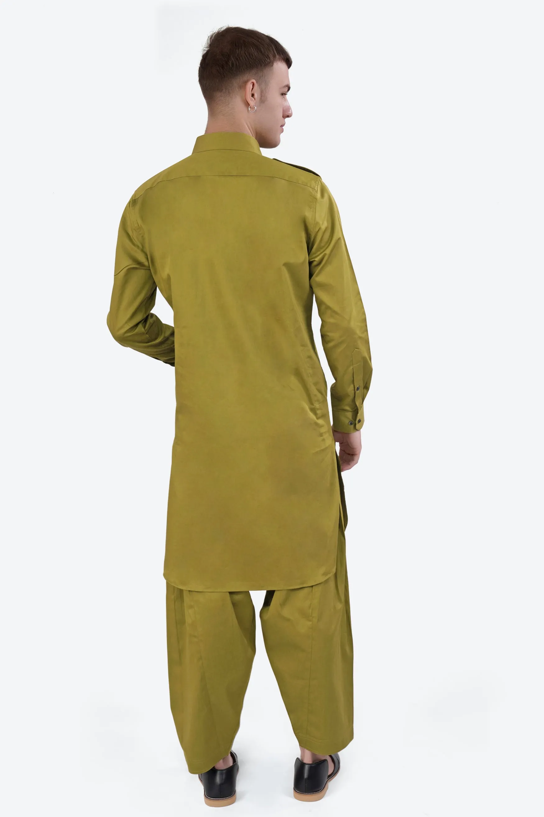 Alpine Green Subtle Sheen Super Soft Premium Cotton Pathani