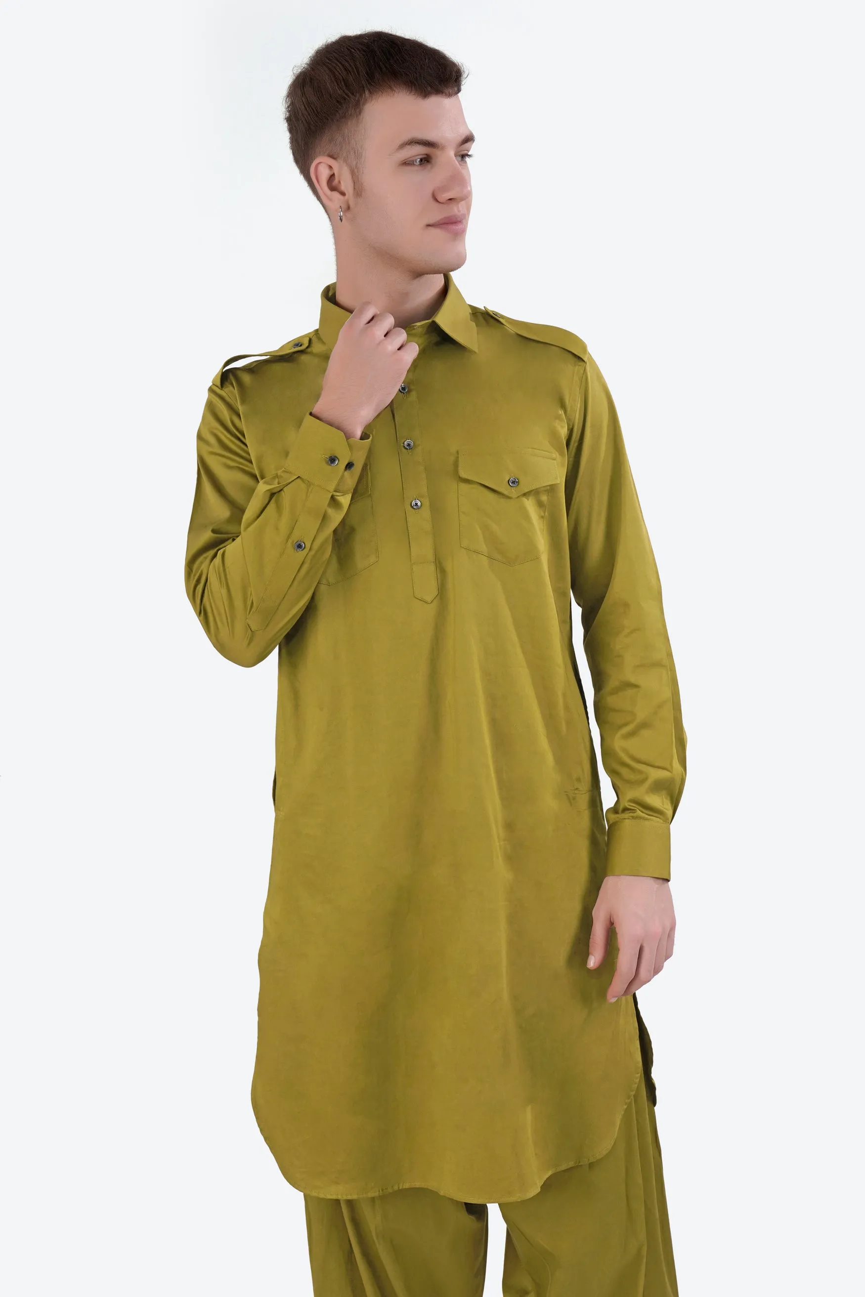 Alpine Green Subtle Sheen Super Soft Premium Cotton Pathani