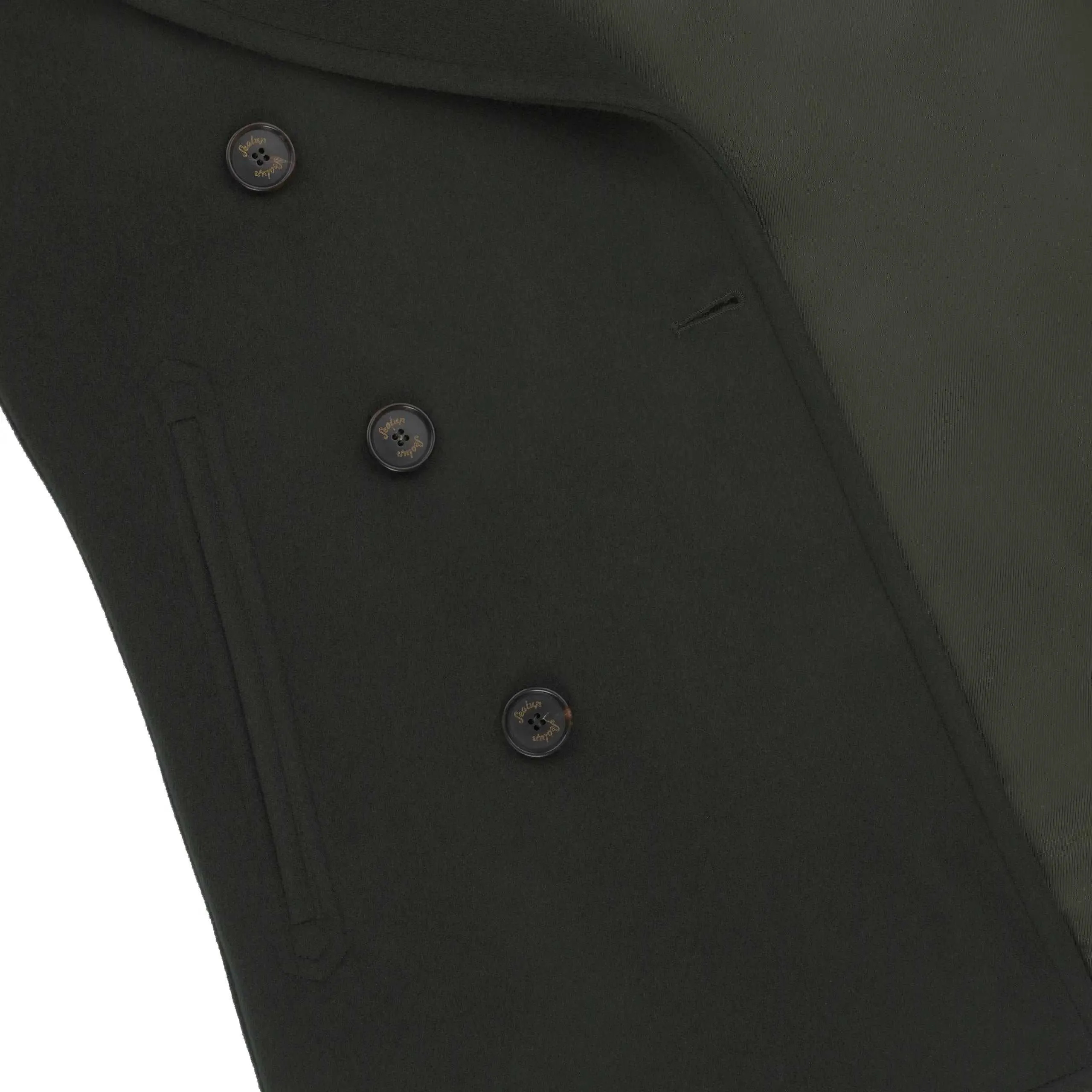 Amalfi Cashmere-Blend Peacoat in Military Green