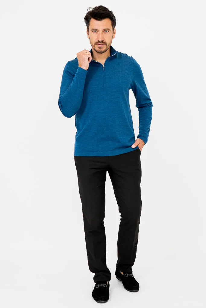 Andrew Sweater, Blue Peri, Merino Wool