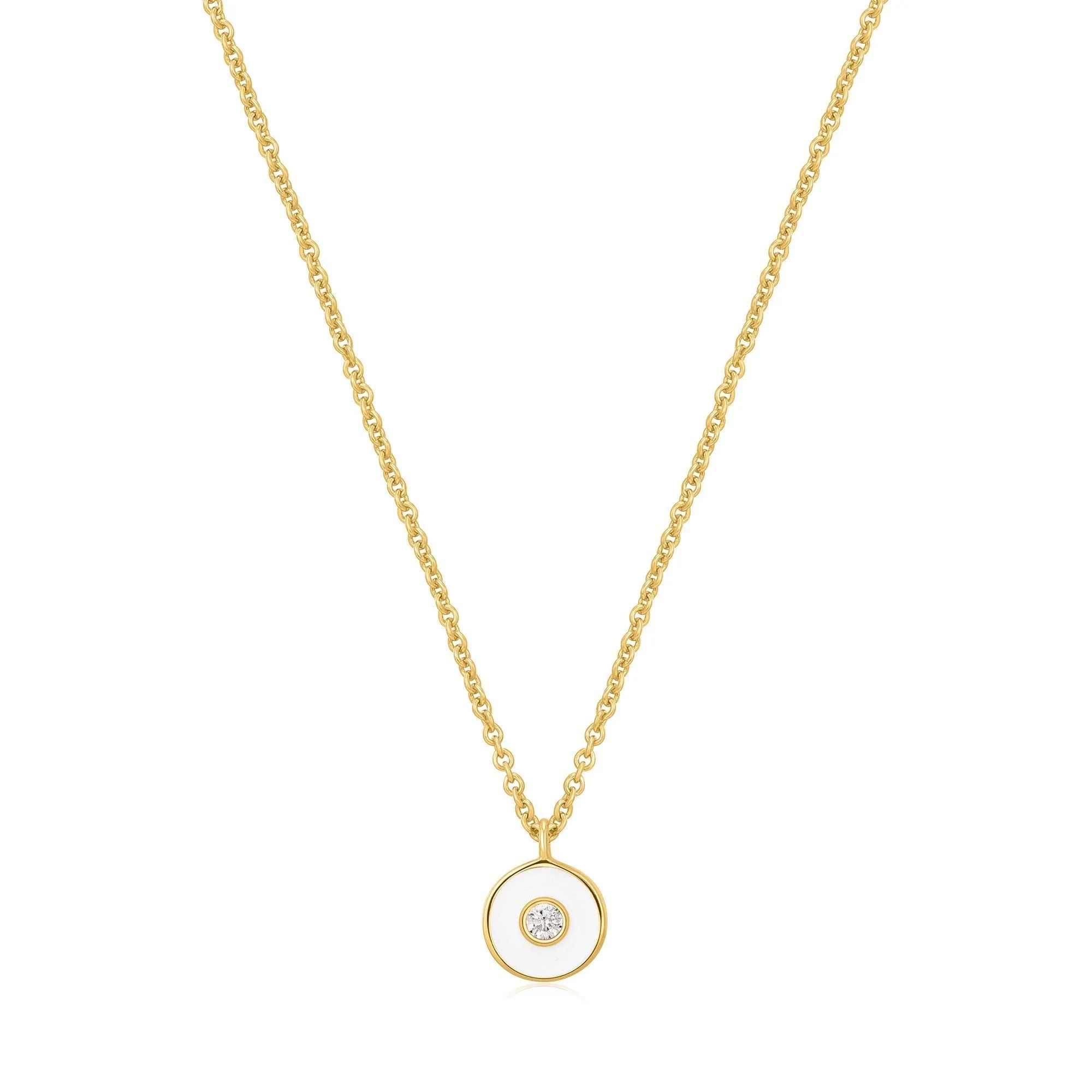 Ania Haie Optic White Enamel Disc Gold Necklace