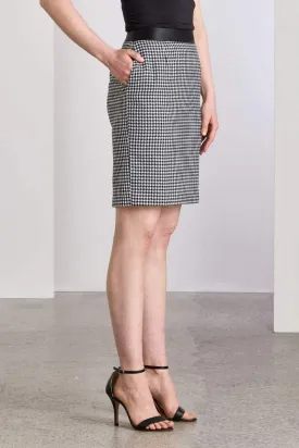 Aria Skirt - Black and White Houndstooth Contrast