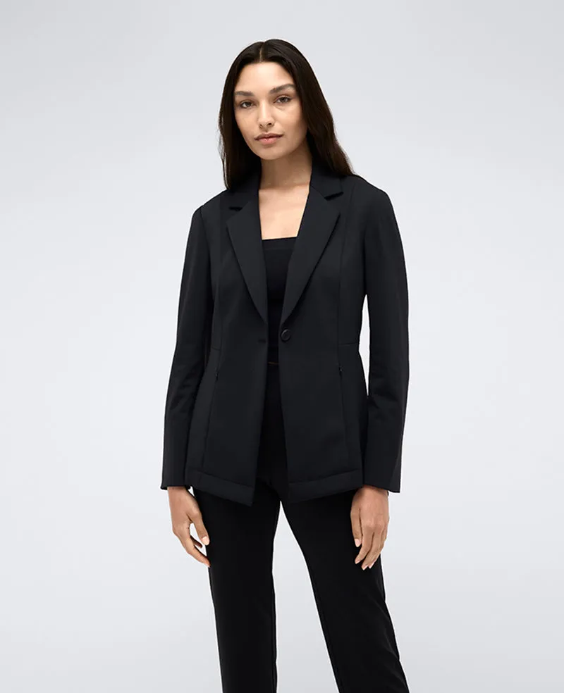 Athletic Stretch One Button Notch Collar Blazer