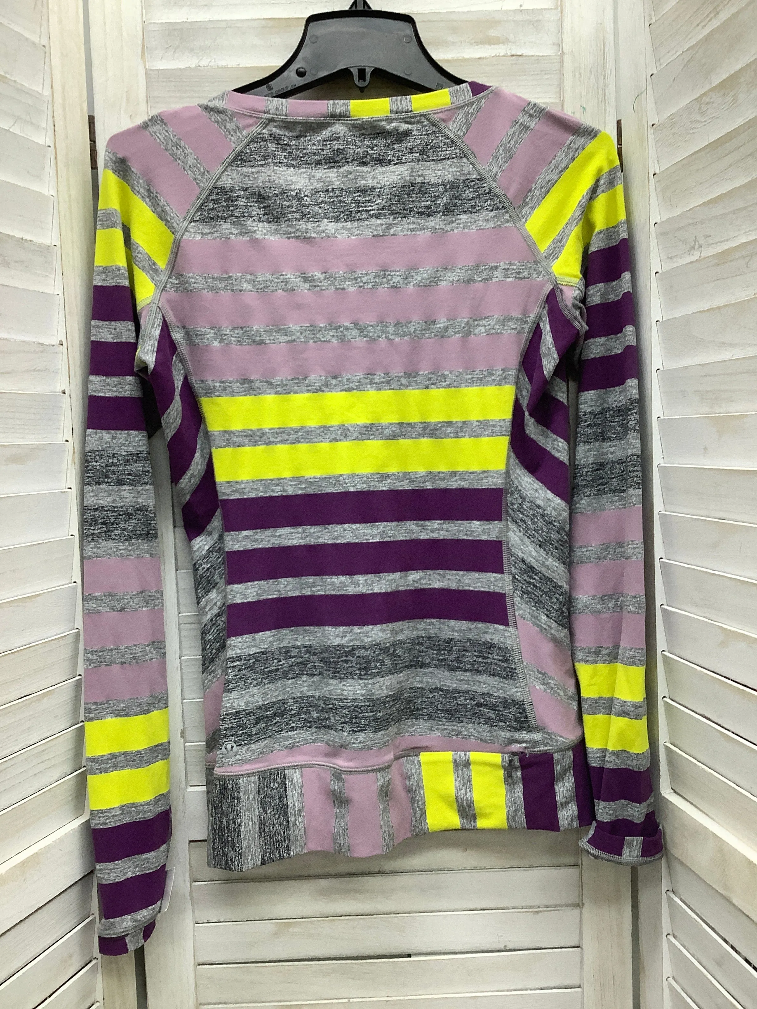 Athletic Top Long Sleeve Crewneck By Lululemon In Striped Pattern, Size: 8