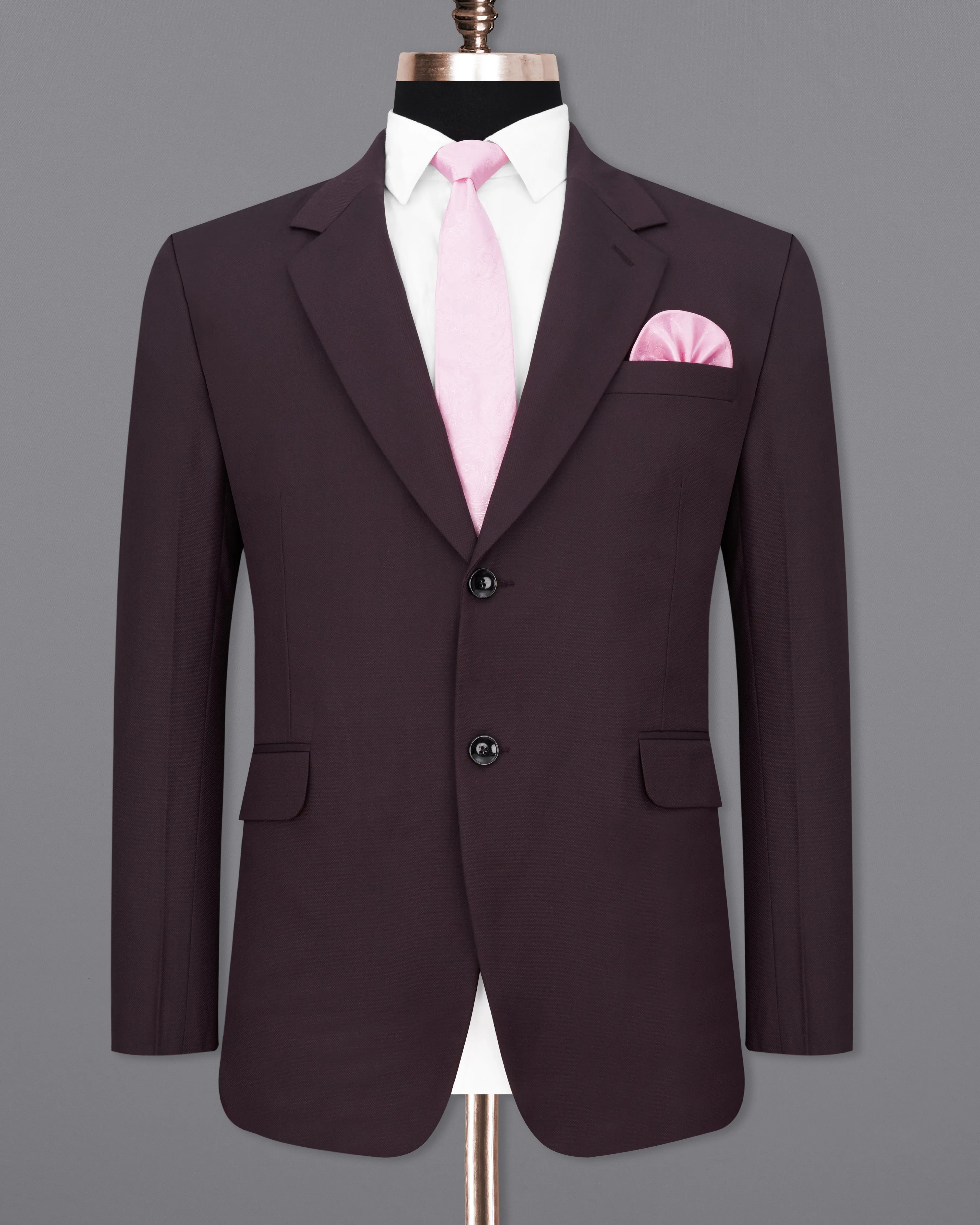 Aubergine Maroon Single Breasted Blazer