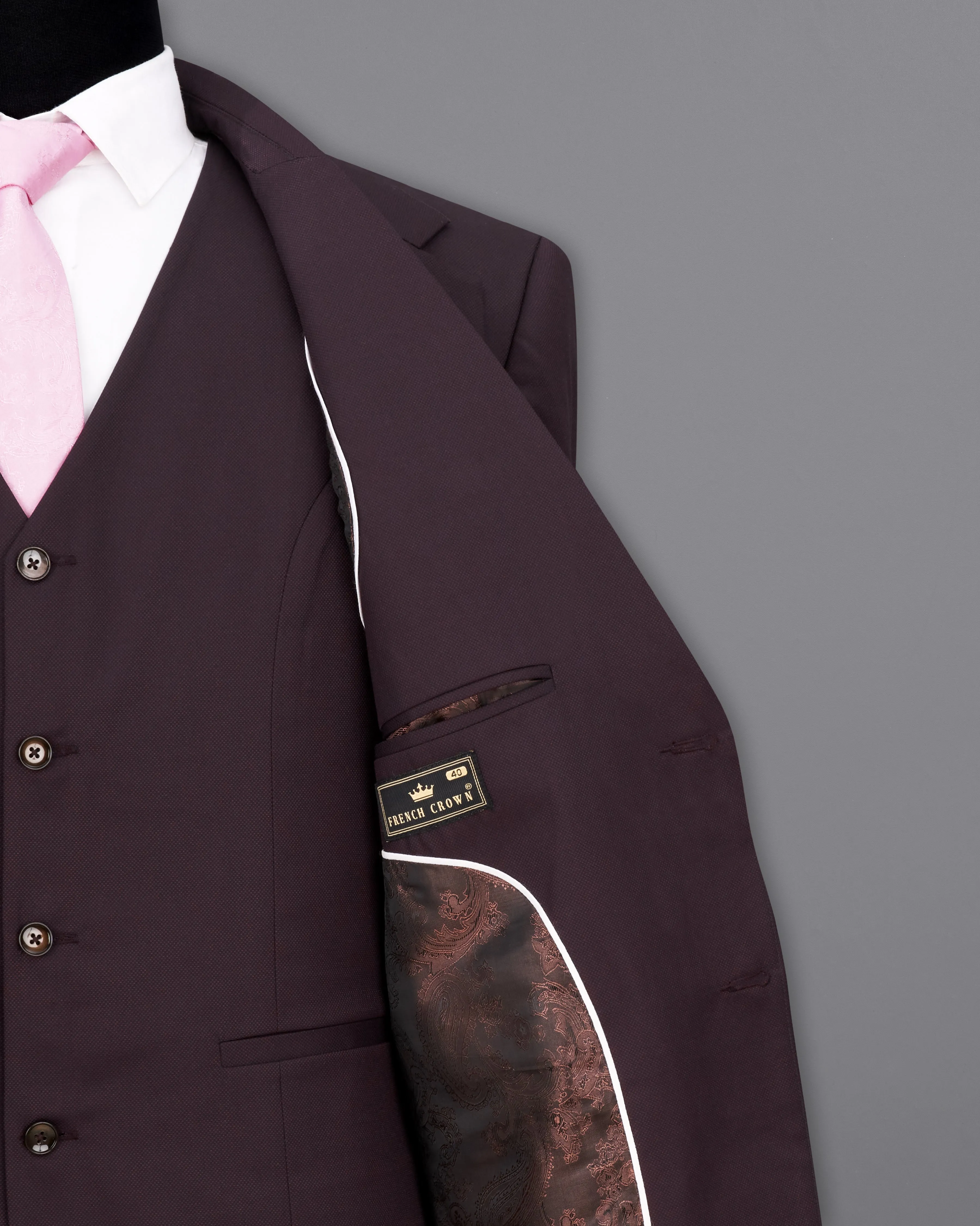 Aubergine Maroon Single Breasted Blazer