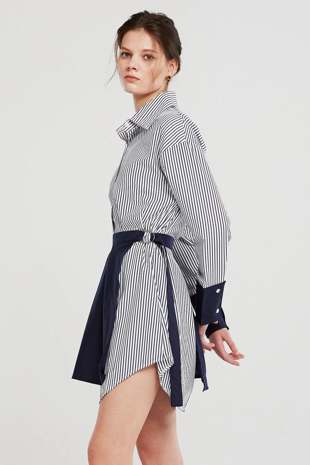 Audrey Striped Shirt And Skirt Belt Set