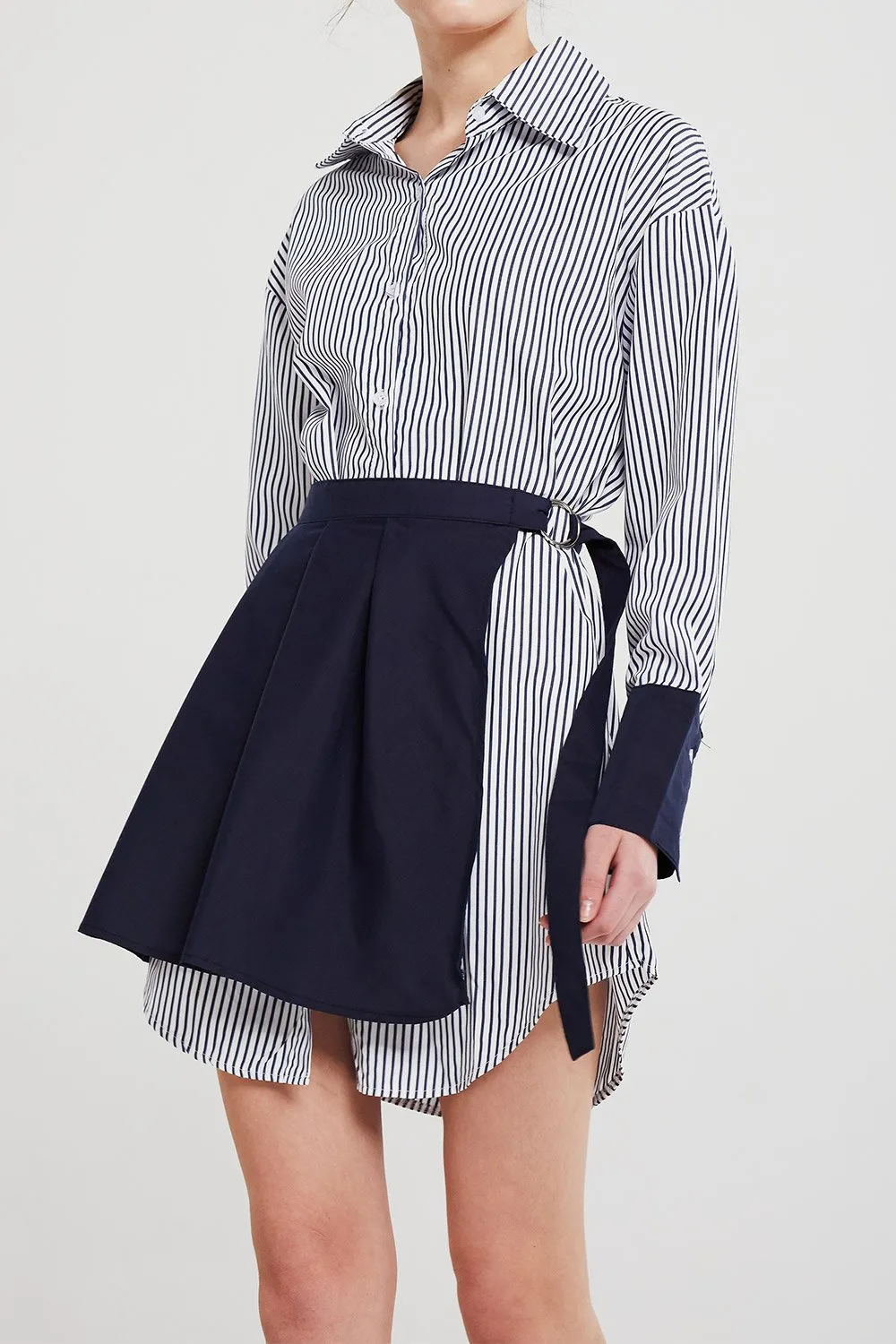 Audrey Striped Shirt And Skirt Belt Set