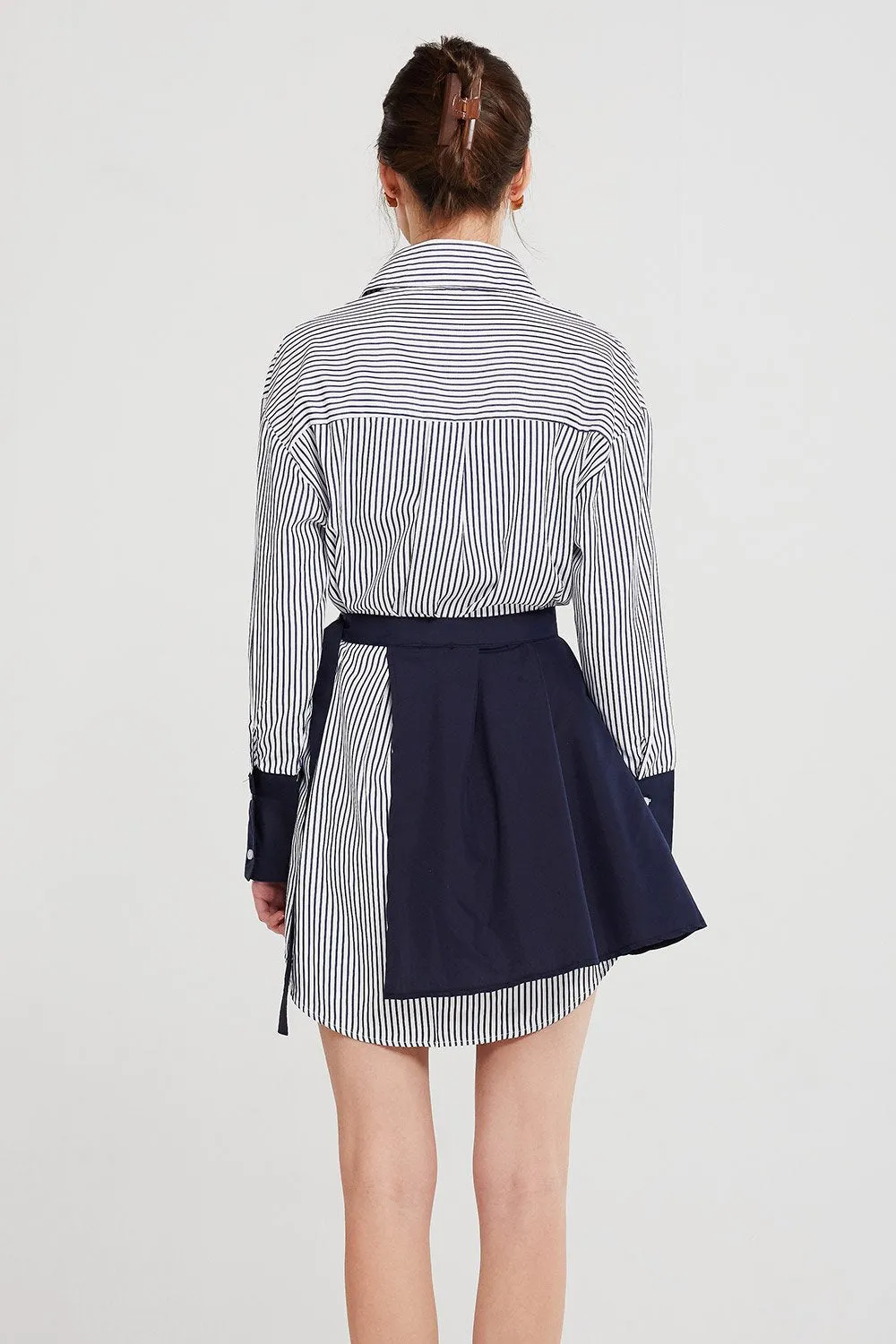 Audrey Striped Shirt And Skirt Belt Set