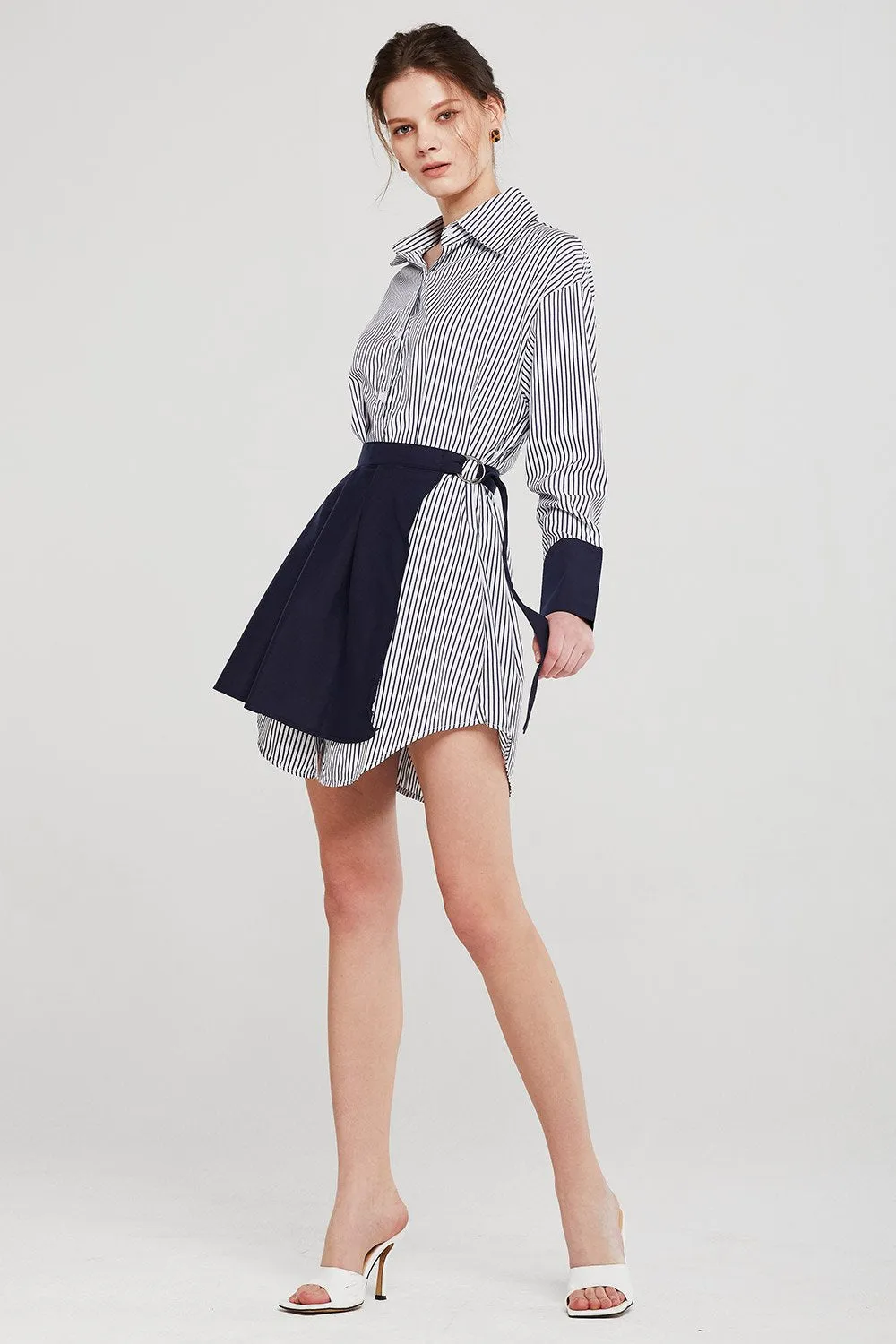 Audrey Striped Shirt And Skirt Belt Set