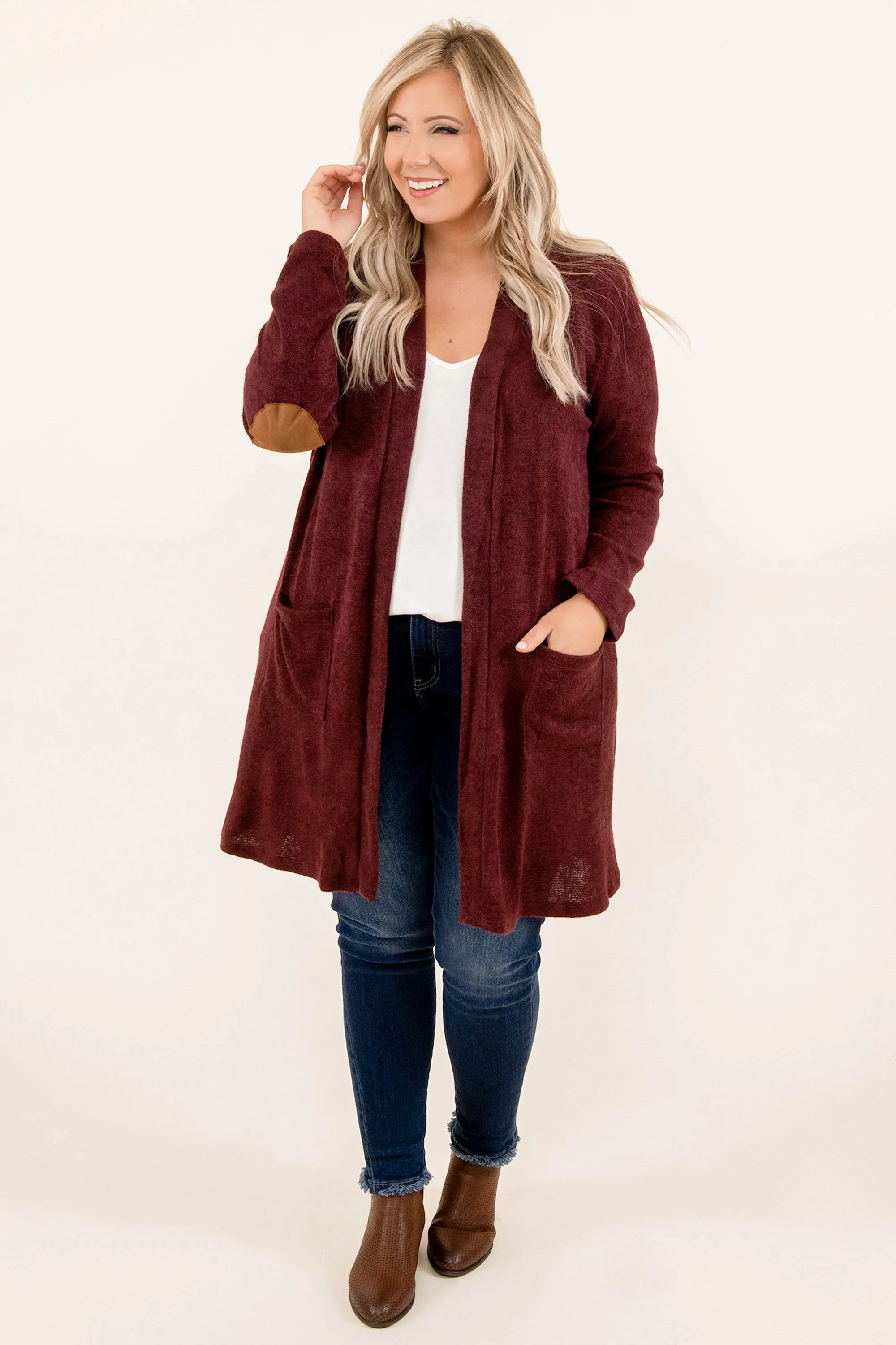 Autumn Mood Cardigan, Burgundy