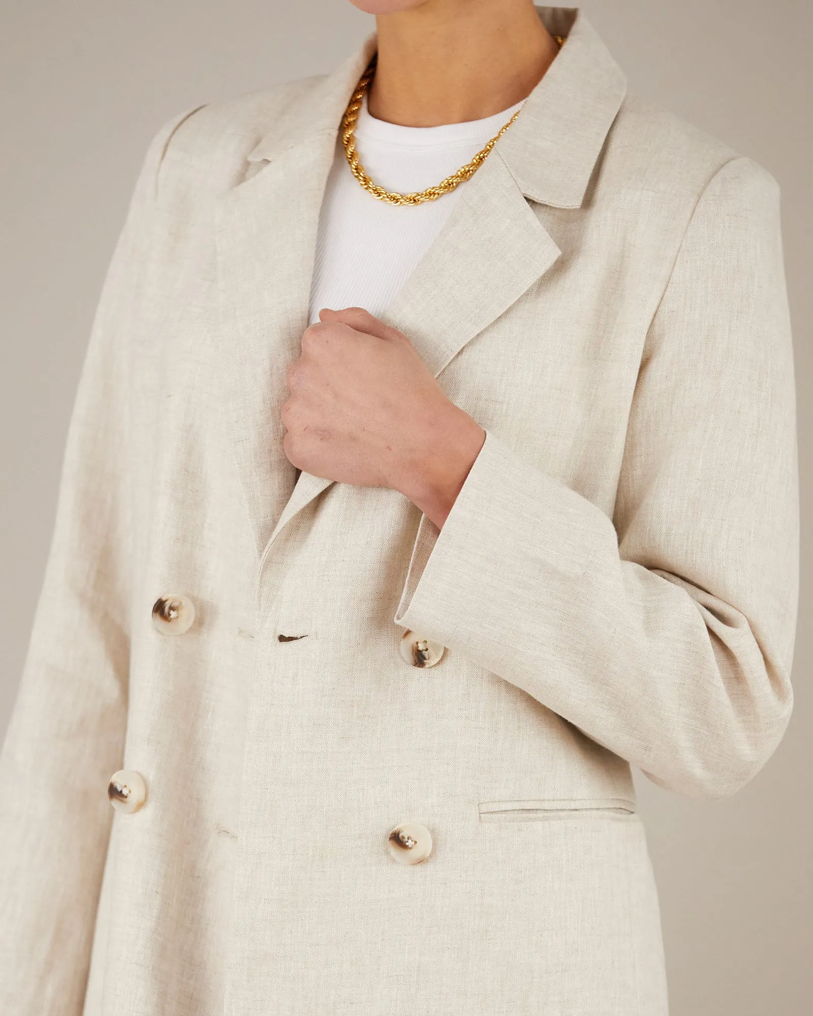 Azure Linen Blazer - Stone