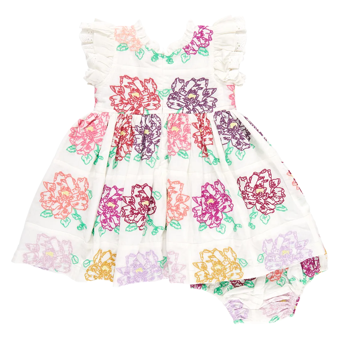 Baby Girls Leila Dress Set - Quilt Flower Embroidery