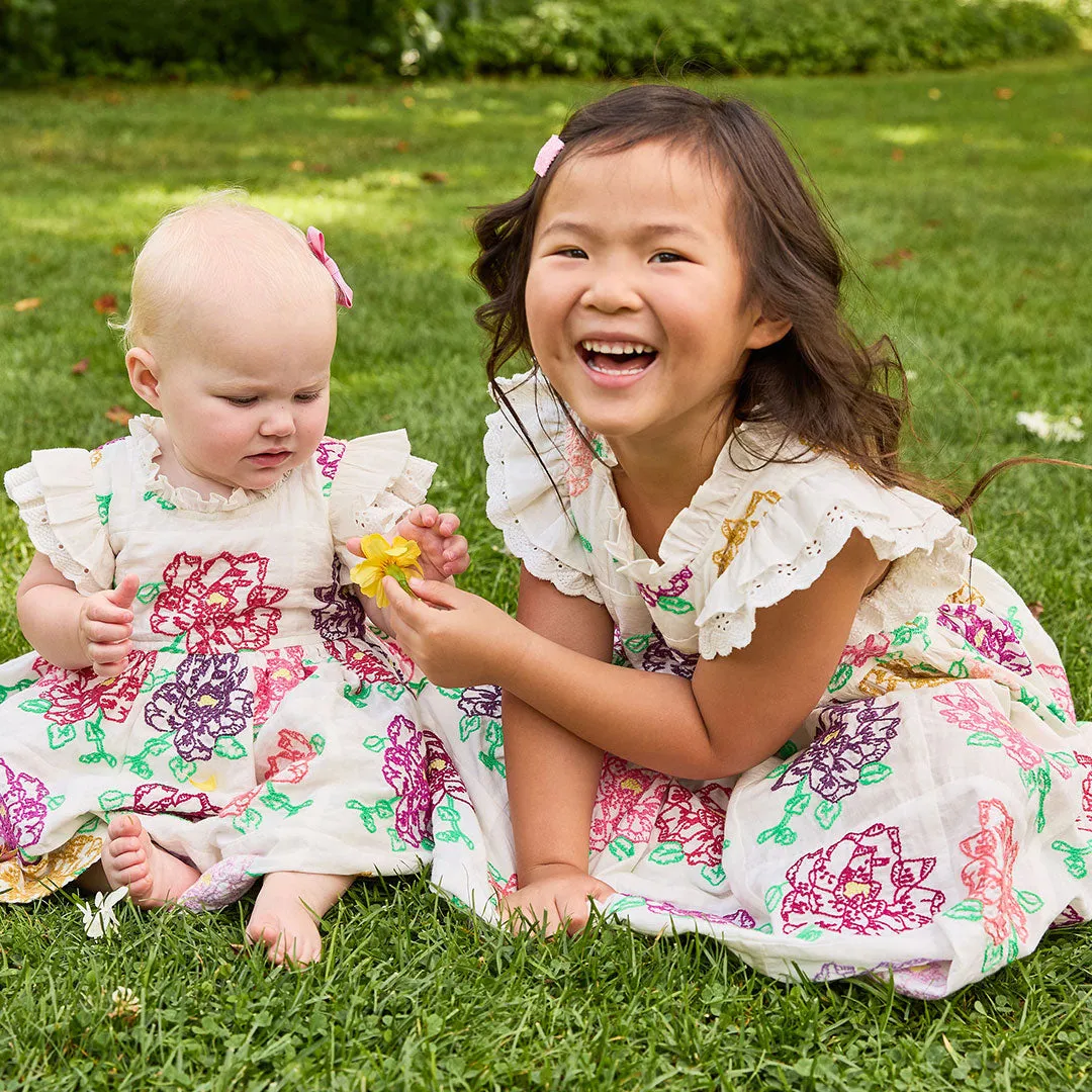 Baby Girls Leila Dress Set - Quilt Flower Embroidery