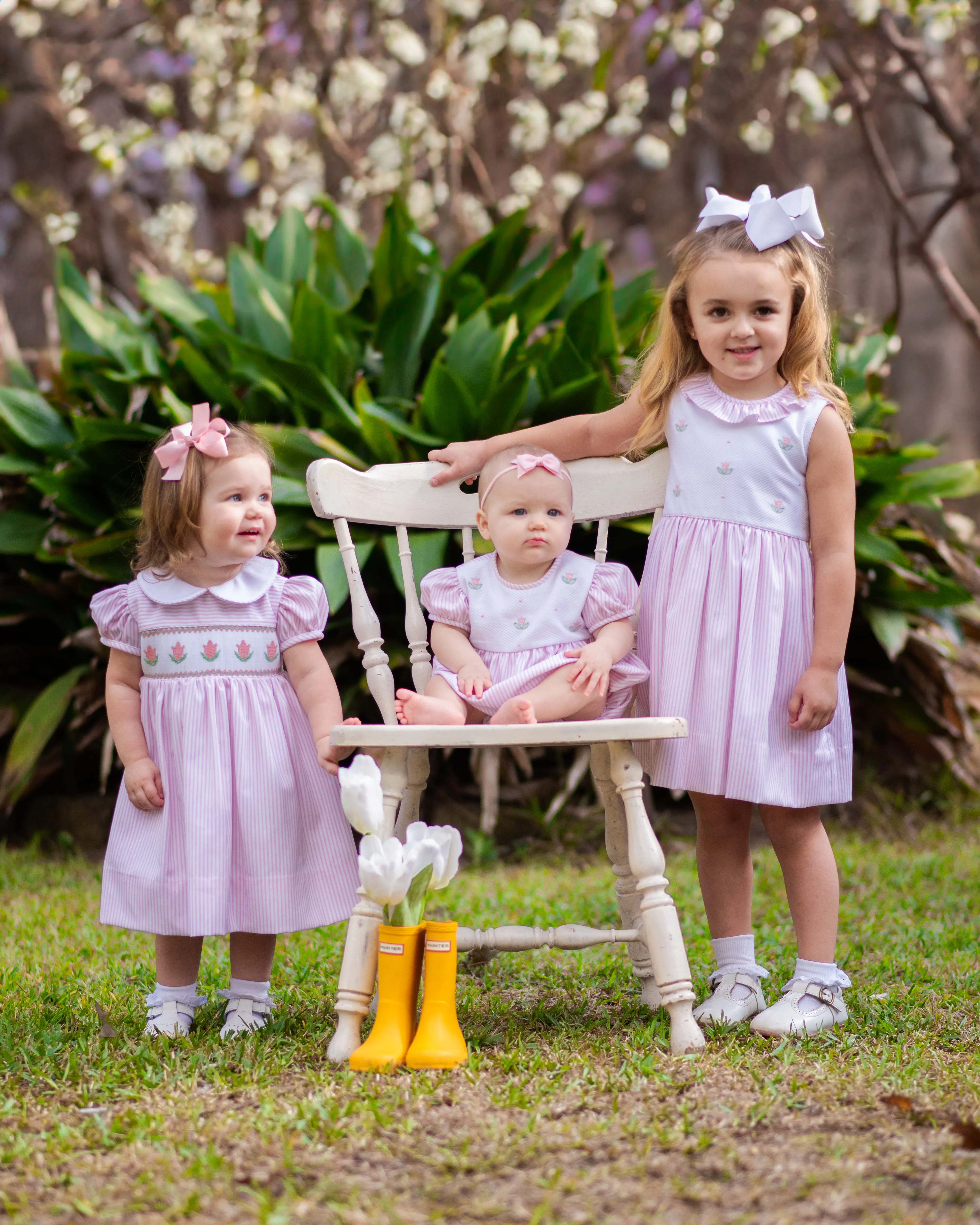 Baby Girl's Pink "Serena" Romper With Embroidered Bodice