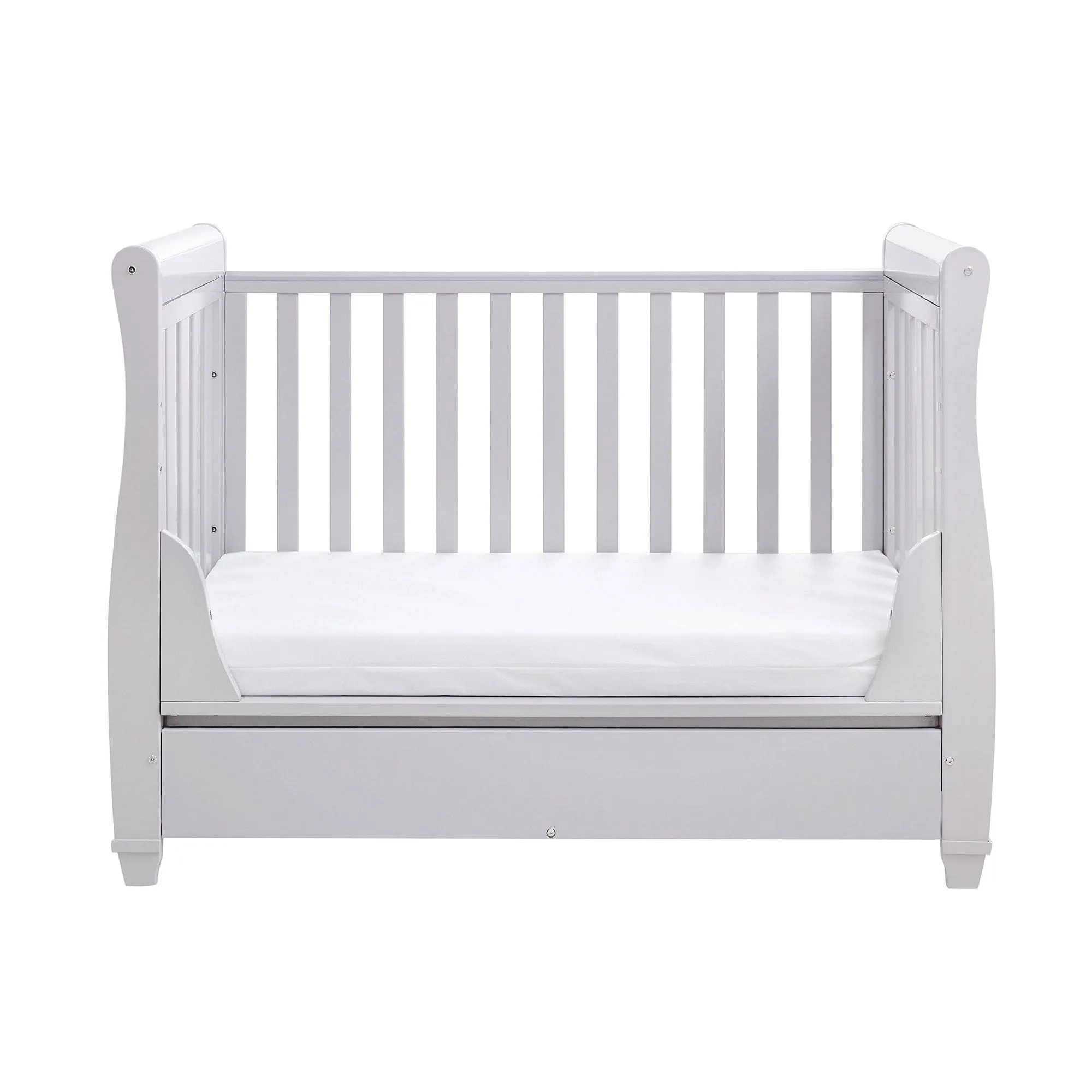 Babymore Eva Drop Side Cot Bed with Drawer - Grey