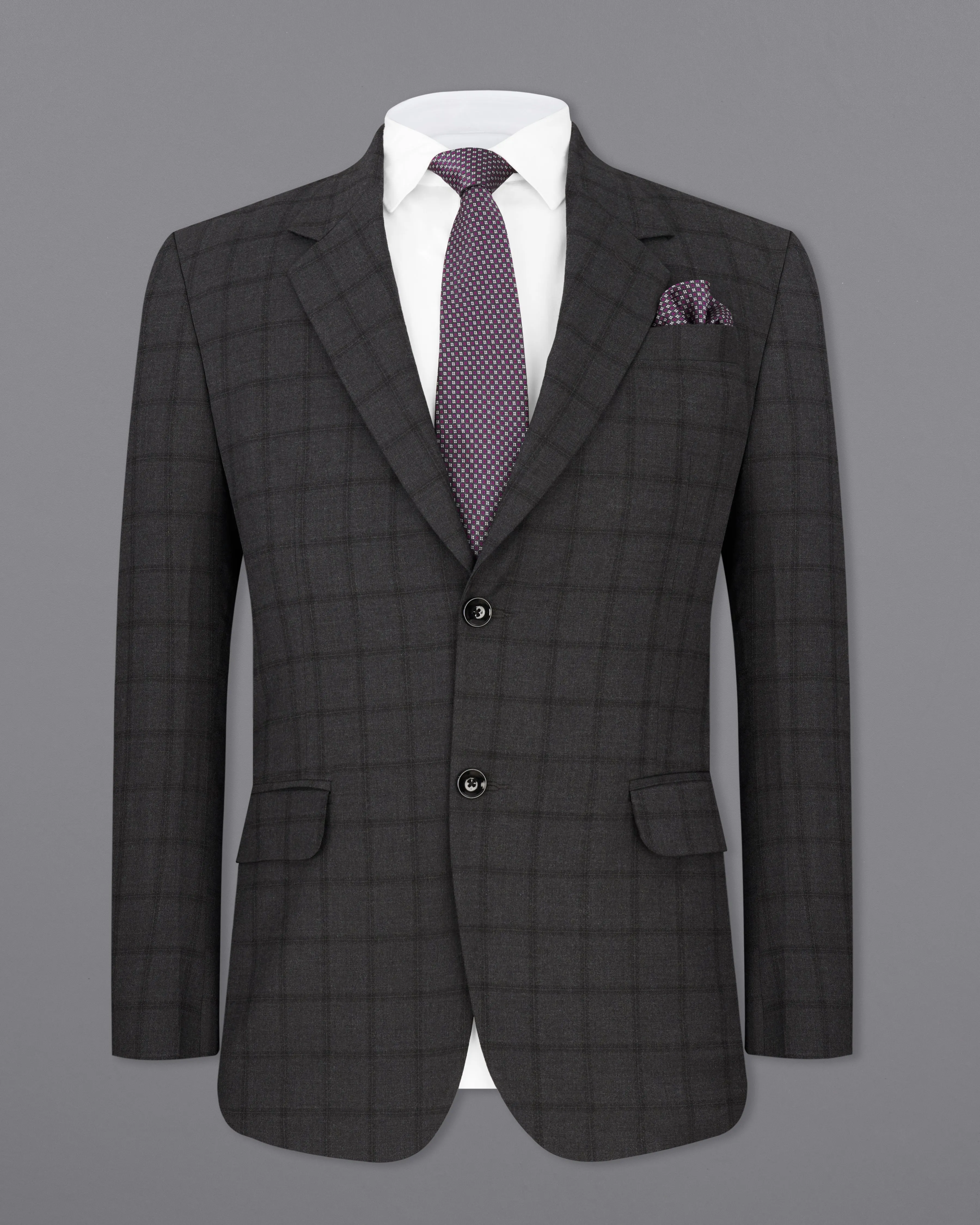 Baltic Black Windowpane Single Breasted Suit