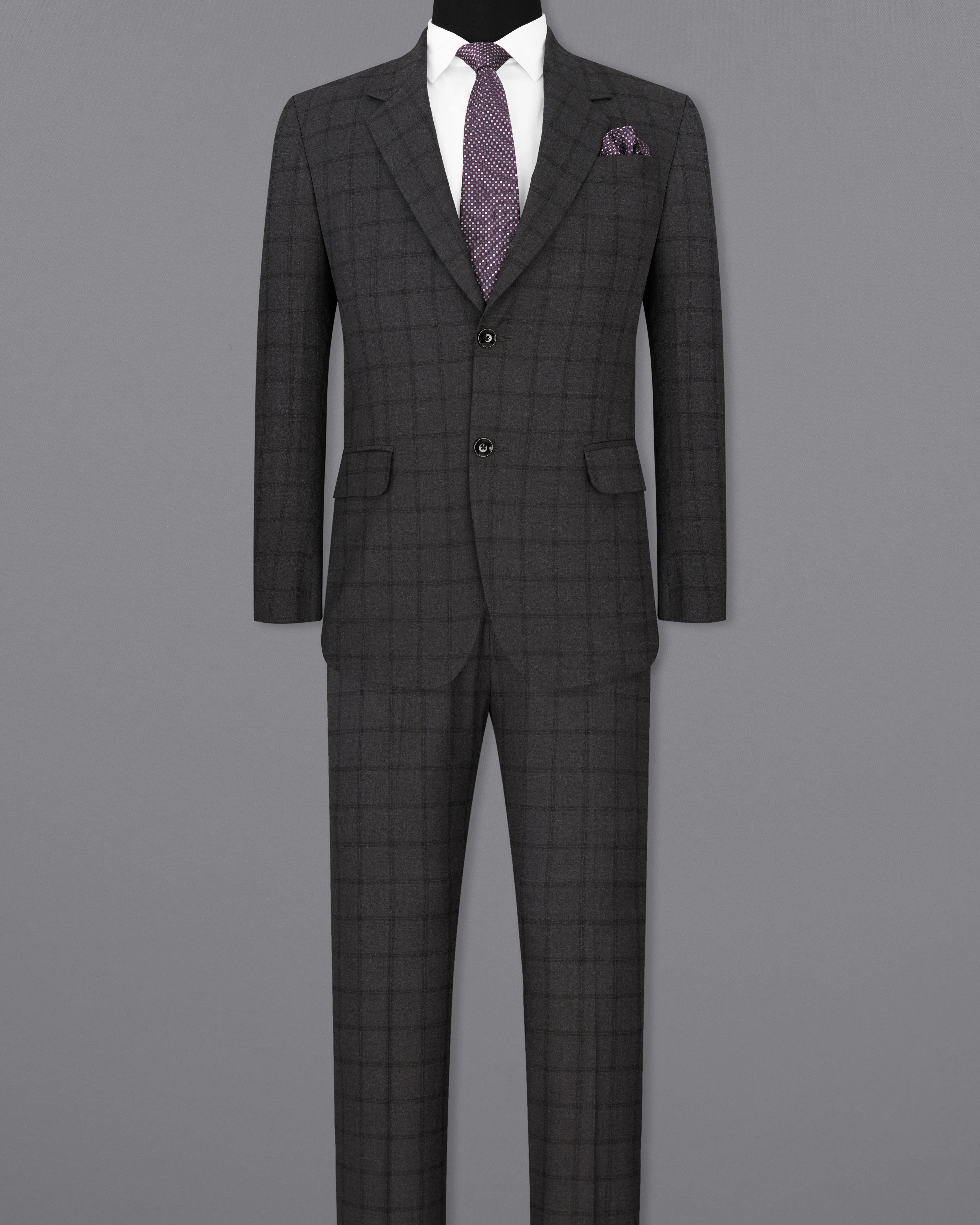 Baltic Black Windowpane Single Breasted Suit