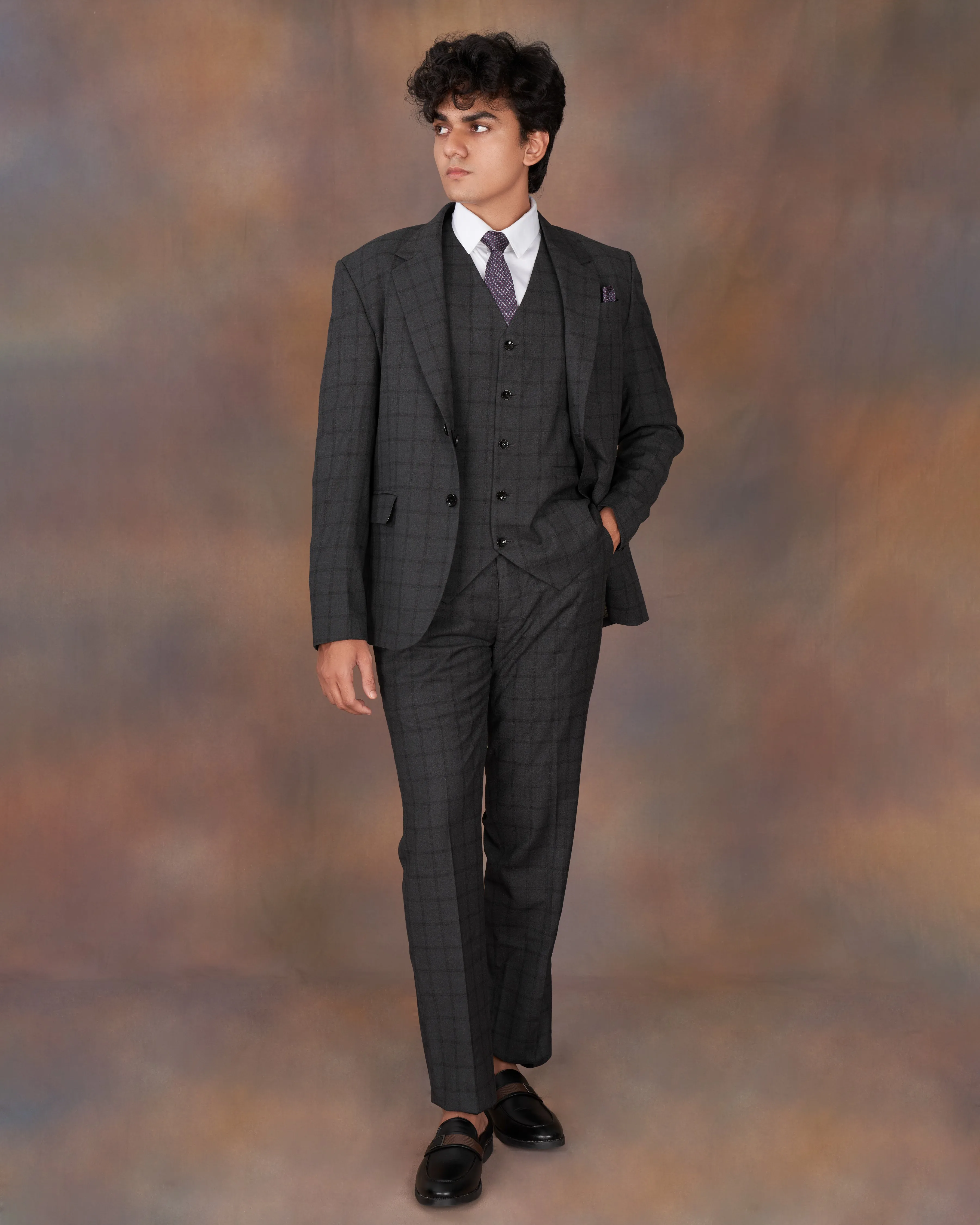 Baltic Black Windowpane Single Breasted Suit