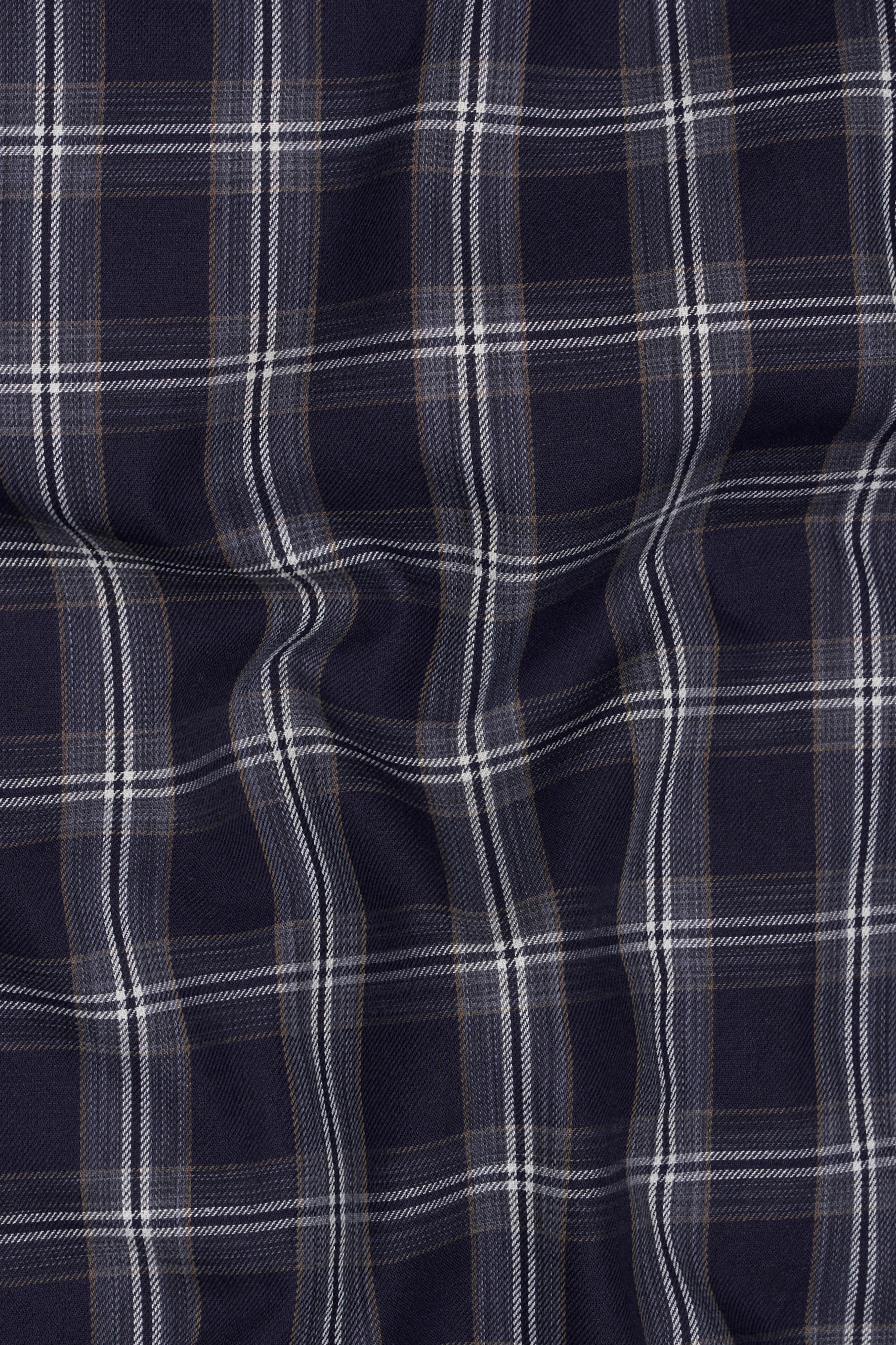 Baltic Navy Blue and White Twill Checkered Premium Cotton Shirt