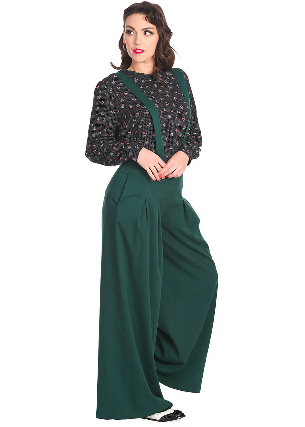 Banned Diamond 40's Palazzo Trousers Green