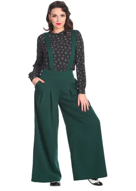 Banned Diamond 40's Palazzo Trousers Green