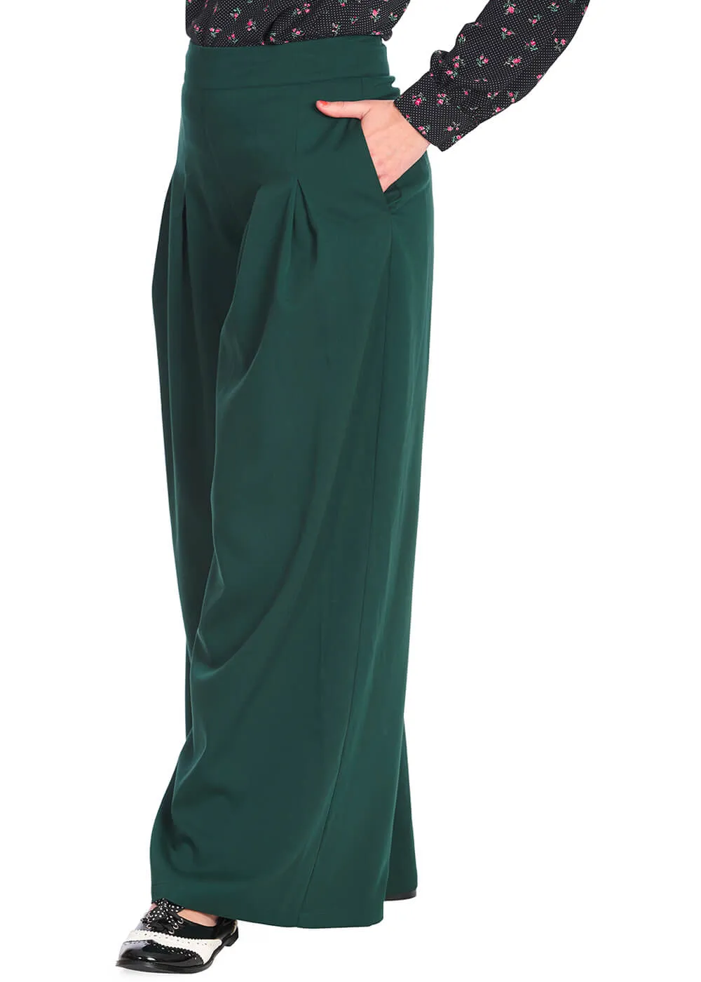 Banned Diamond 40's Palazzo Trousers Green