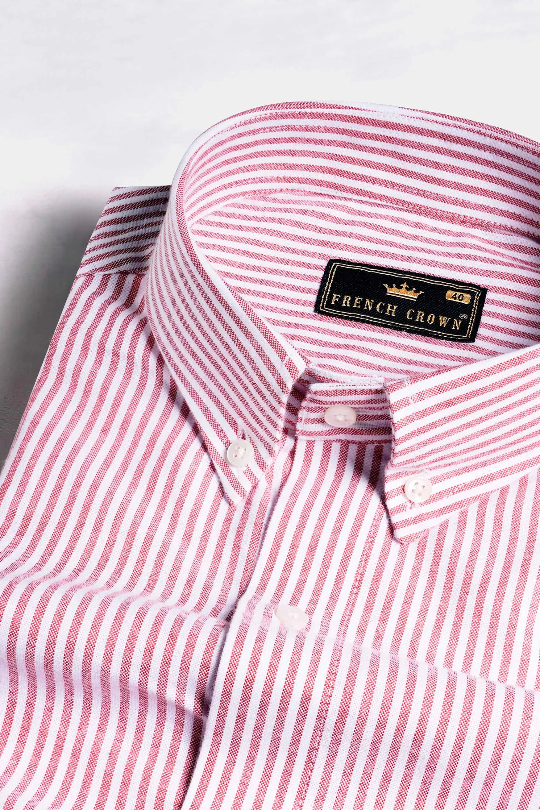 Bashful Pink and White Pinstriped  Royal Oxford Shirt