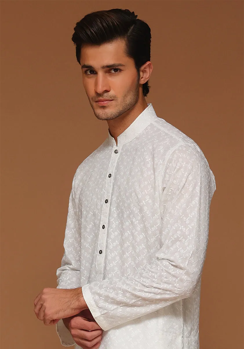 Basic Cotton Cloud Dancer Slim Fit Kurta