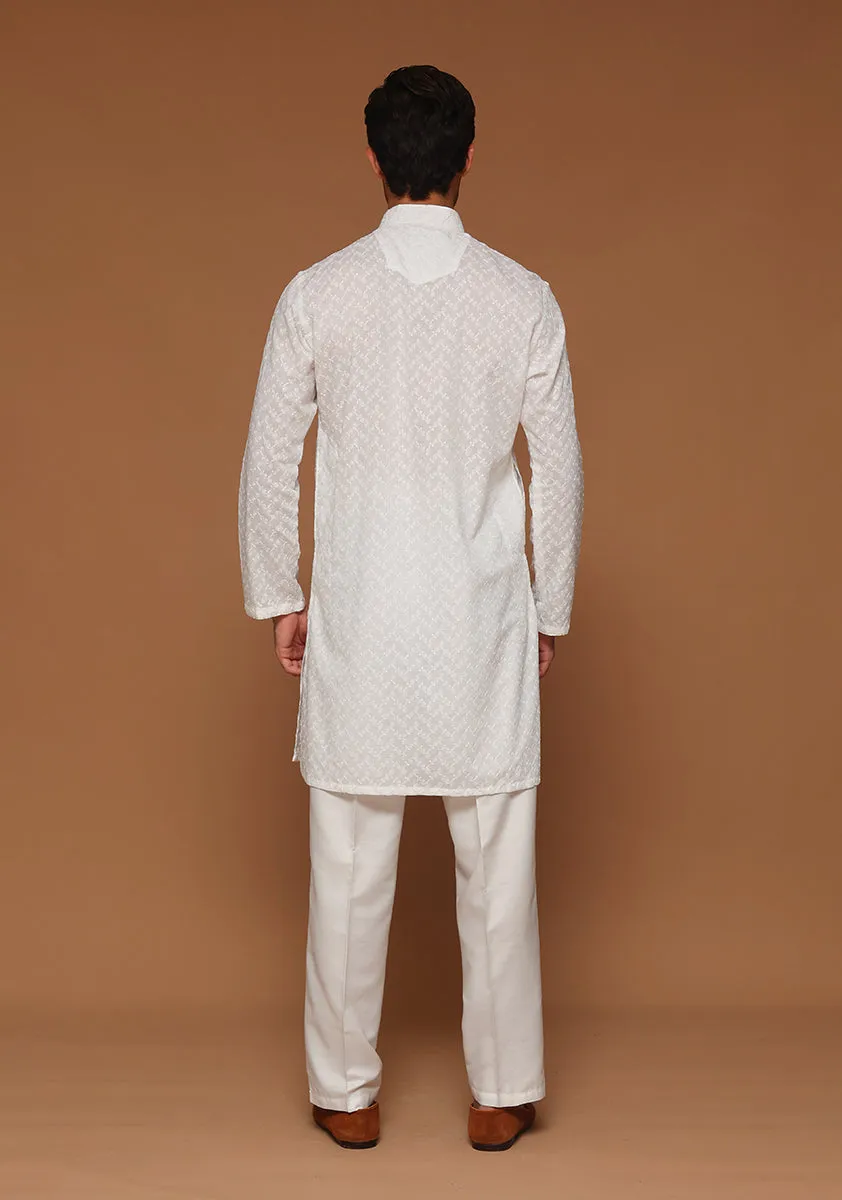 Basic Cotton Cloud Dancer Slim Fit Kurta