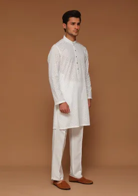 Basic Cotton Cloud Dancer Slim Fit Kurta